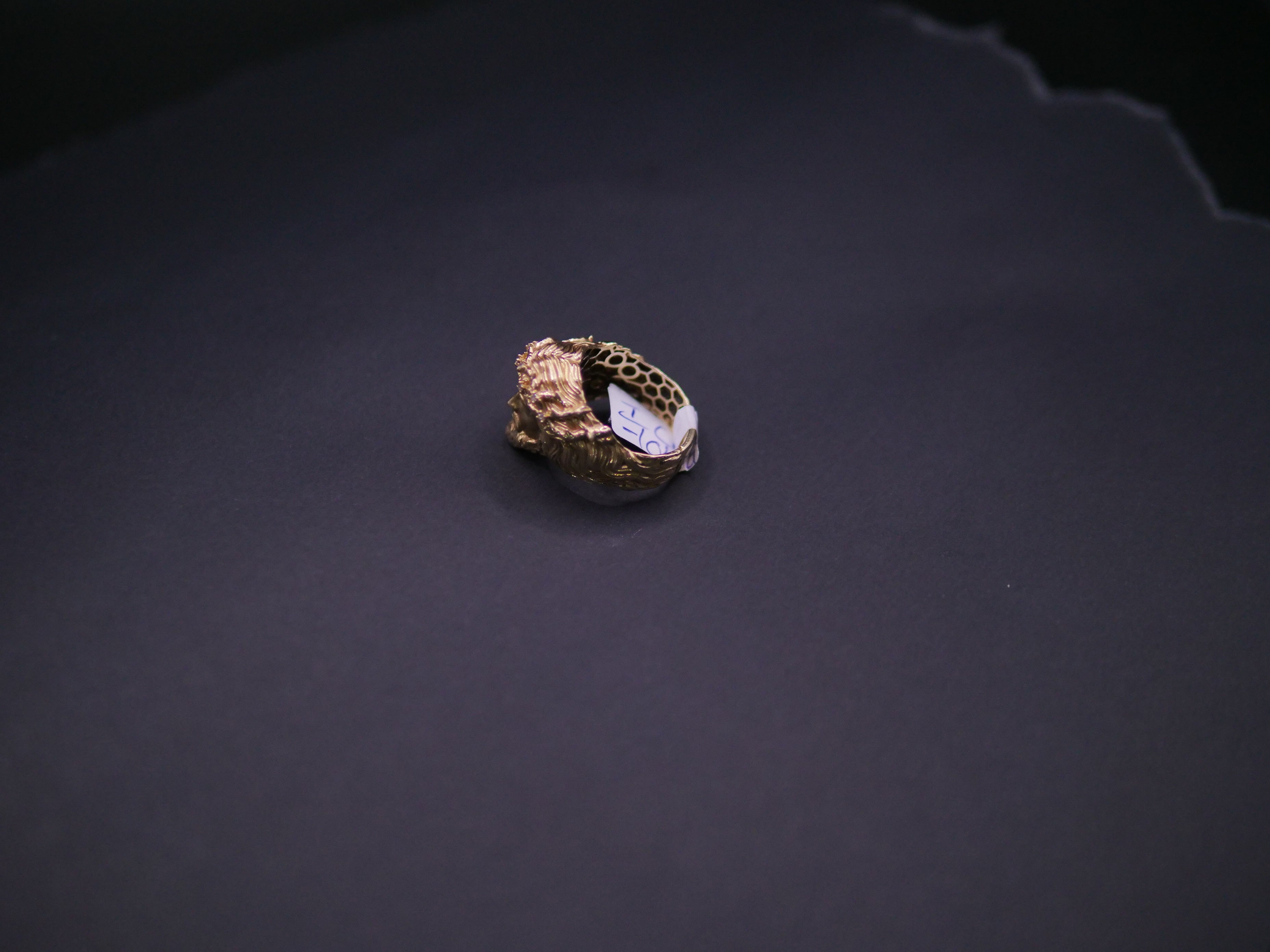 3D Sculpted Roaring Lion Head Statement Ring In 18K Gold