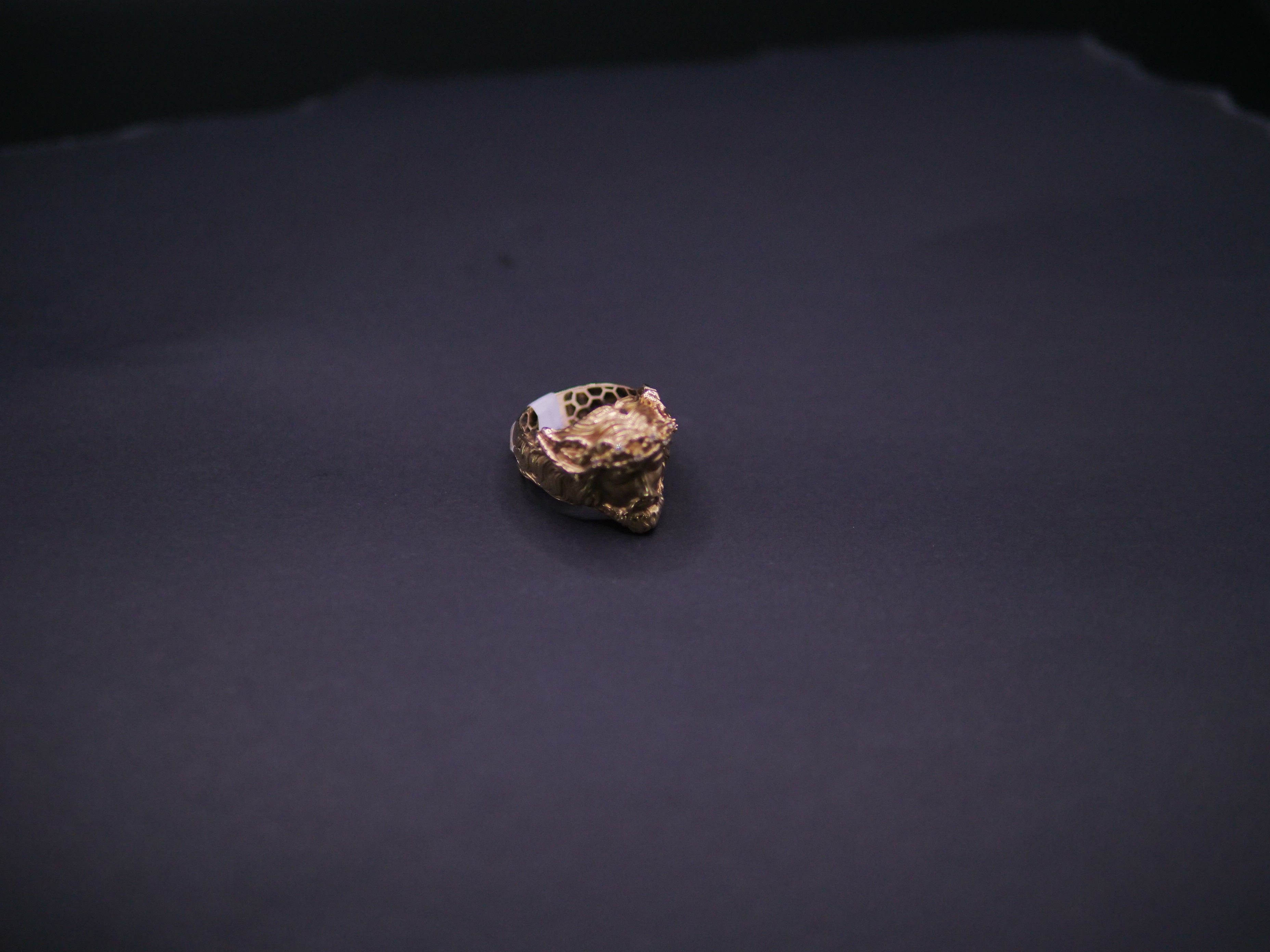 3D Sculpted Roaring Lion Head Statement Ring In 18K Gold