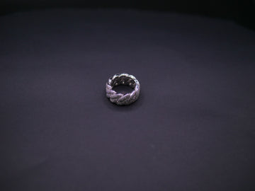 Iced Out Full Pavé Cuban Link Band Ring In White Gold