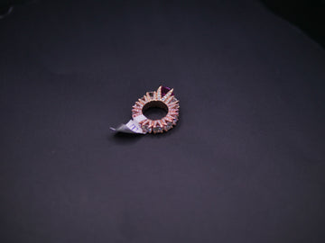 Heart-Cut Pink Stone Halo Eternity Ring In Rose Gold