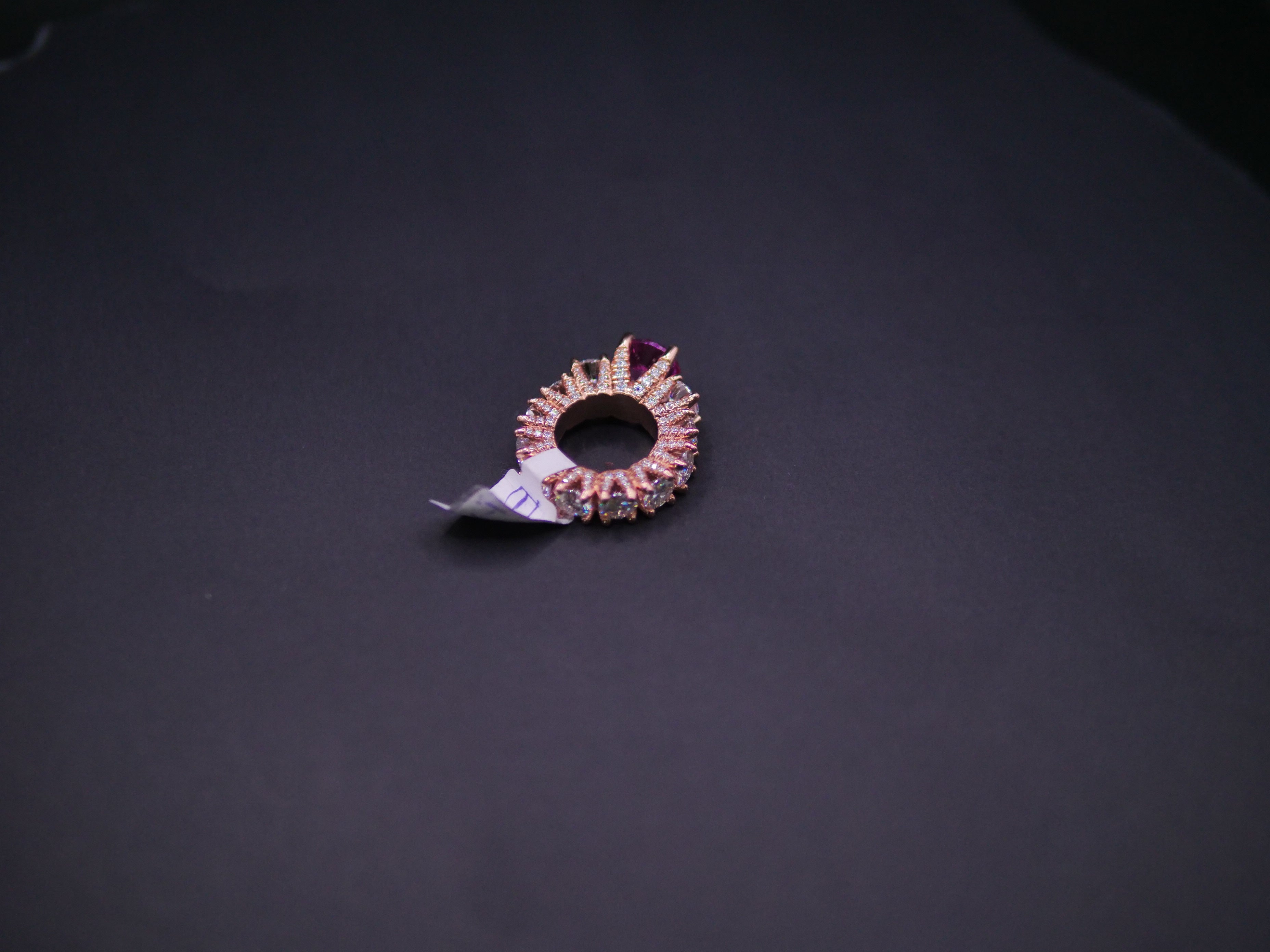 Heart-Cut Pink Stone Halo Eternity Ring In Rose Gold