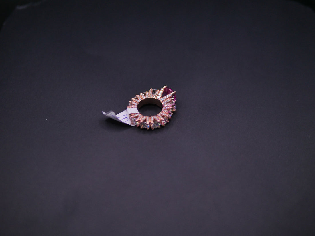 Heart-Cut Pink Stone Halo Eternity Ring In Rose Gold