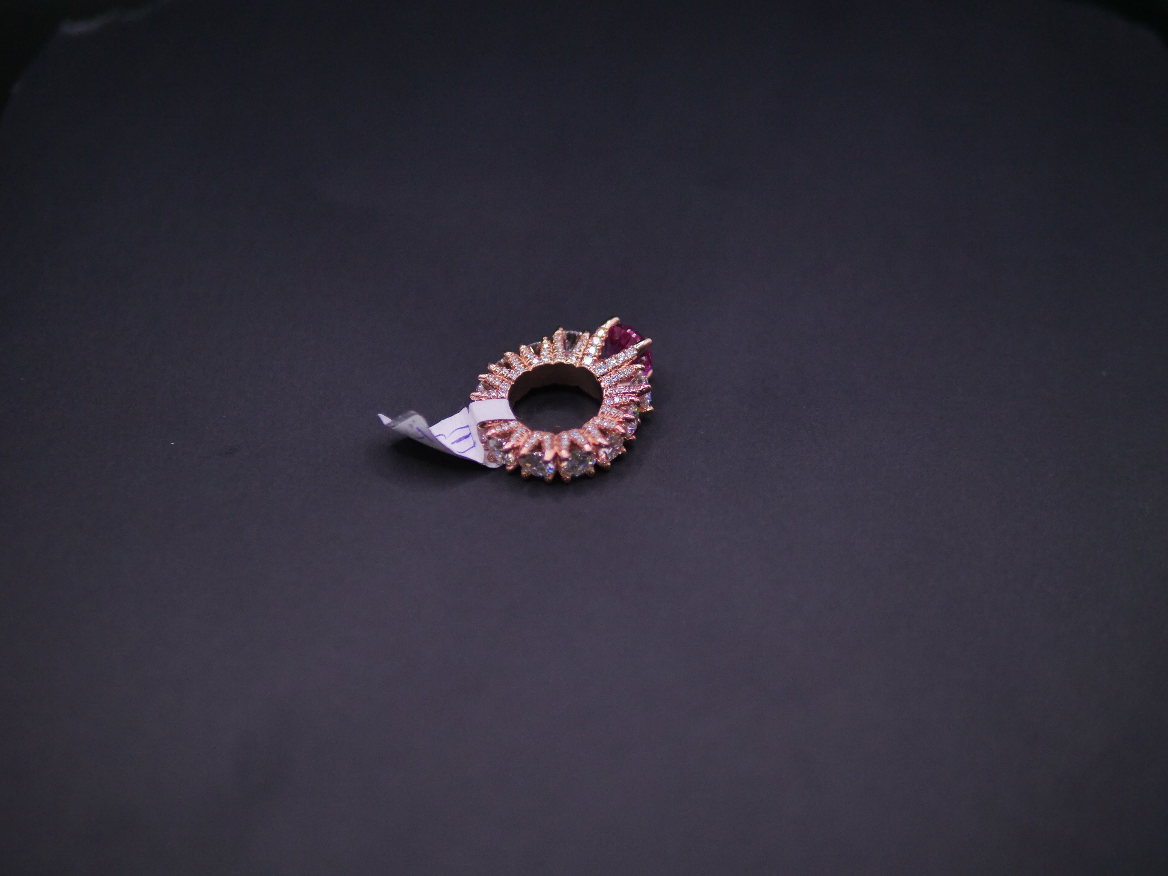 Heart-Cut Pink Stone Halo Eternity Ring In Rose Gold