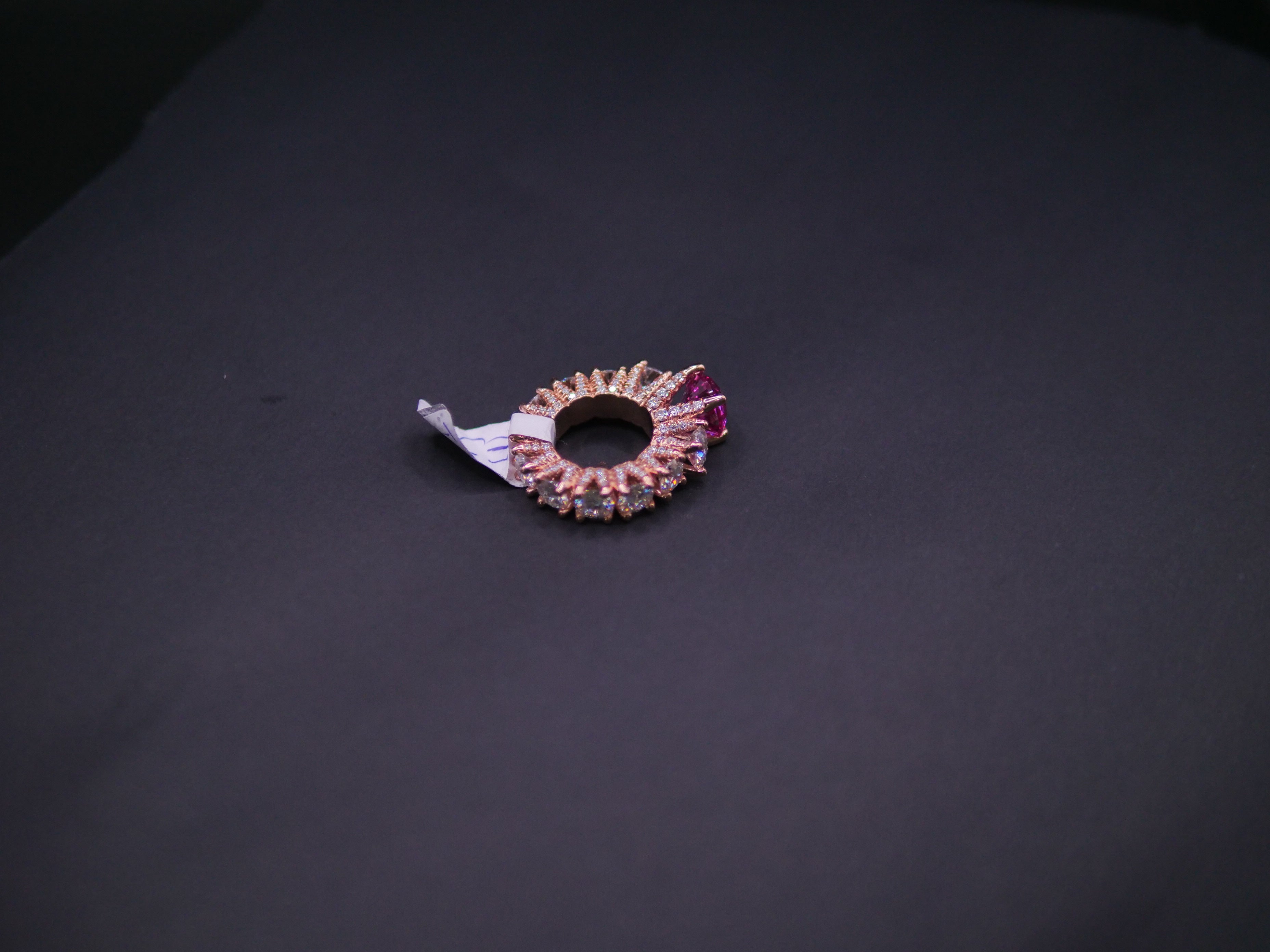 Heart-Cut Pink Stone Halo Eternity Ring In Rose Gold