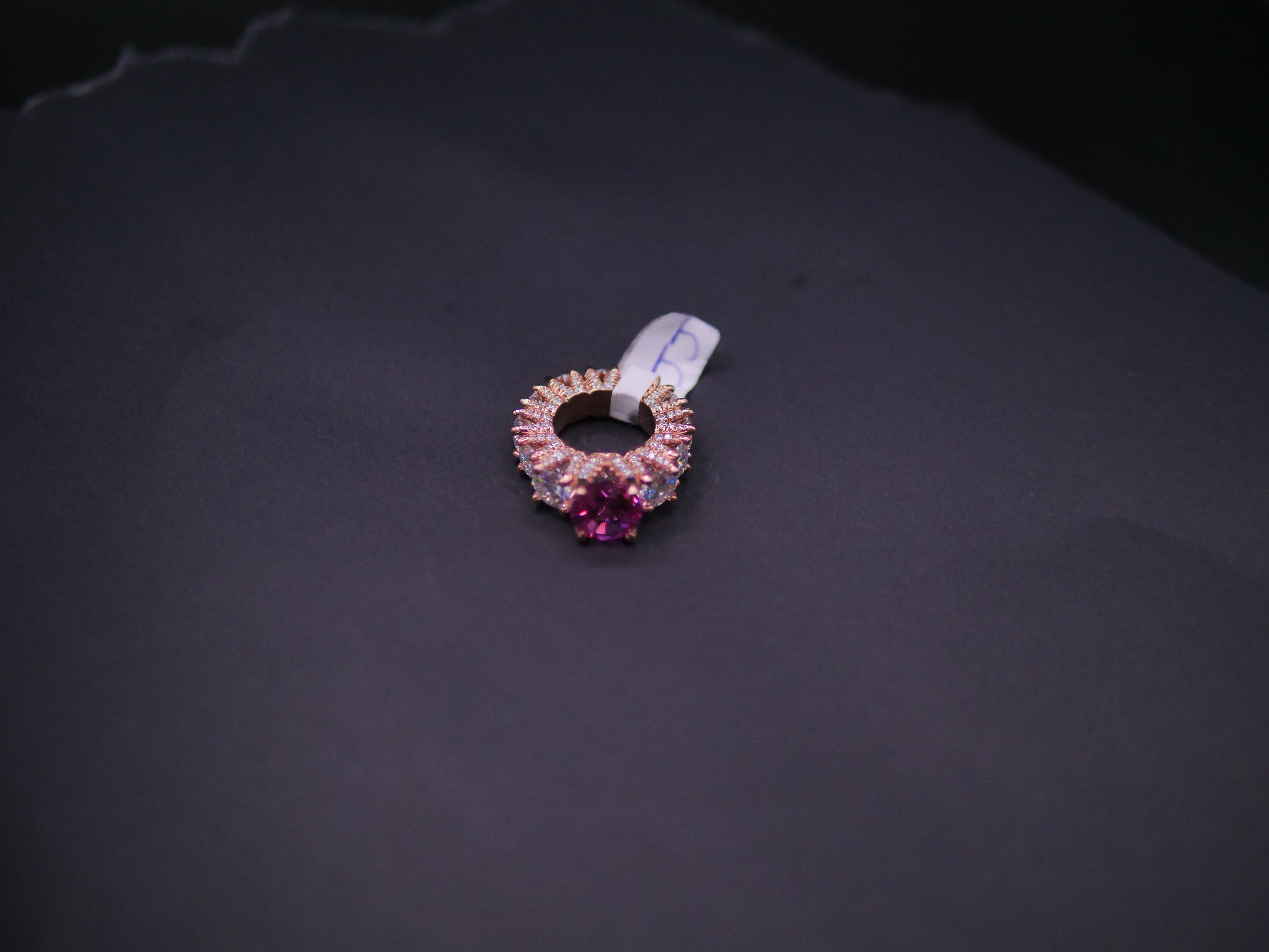Heart-Cut Pink Stone Halo Eternity Ring In Rose Gold
