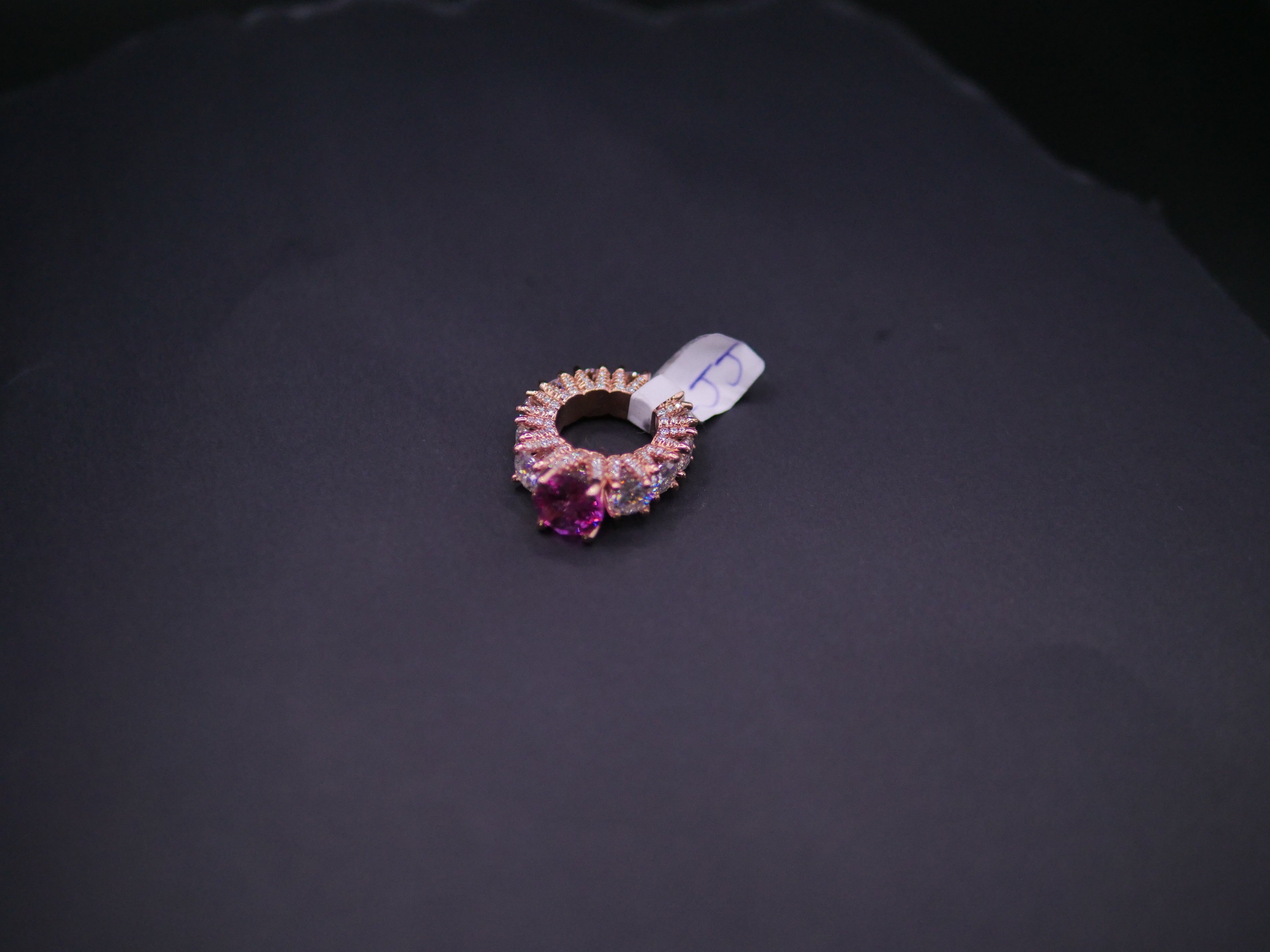 Heart-Cut Pink Stone Halo Eternity Ring In Rose Gold