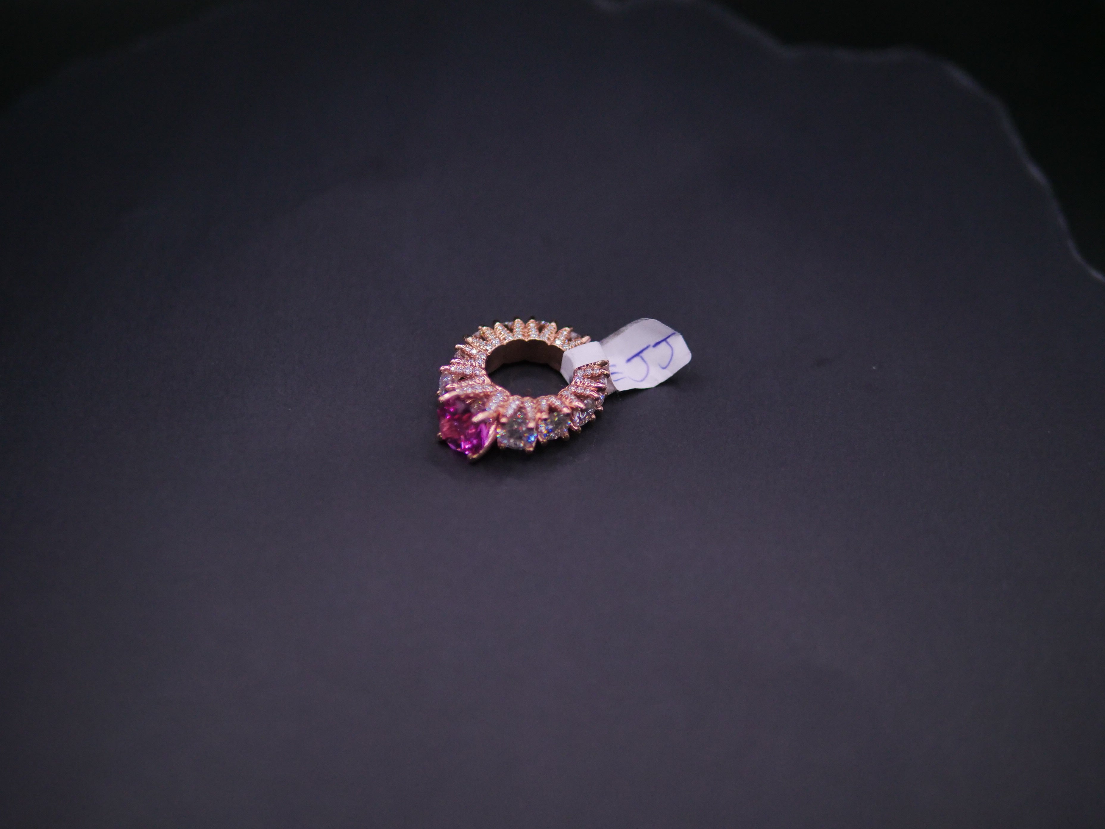 Heart-Cut Pink Stone Halo Eternity Ring In Rose Gold