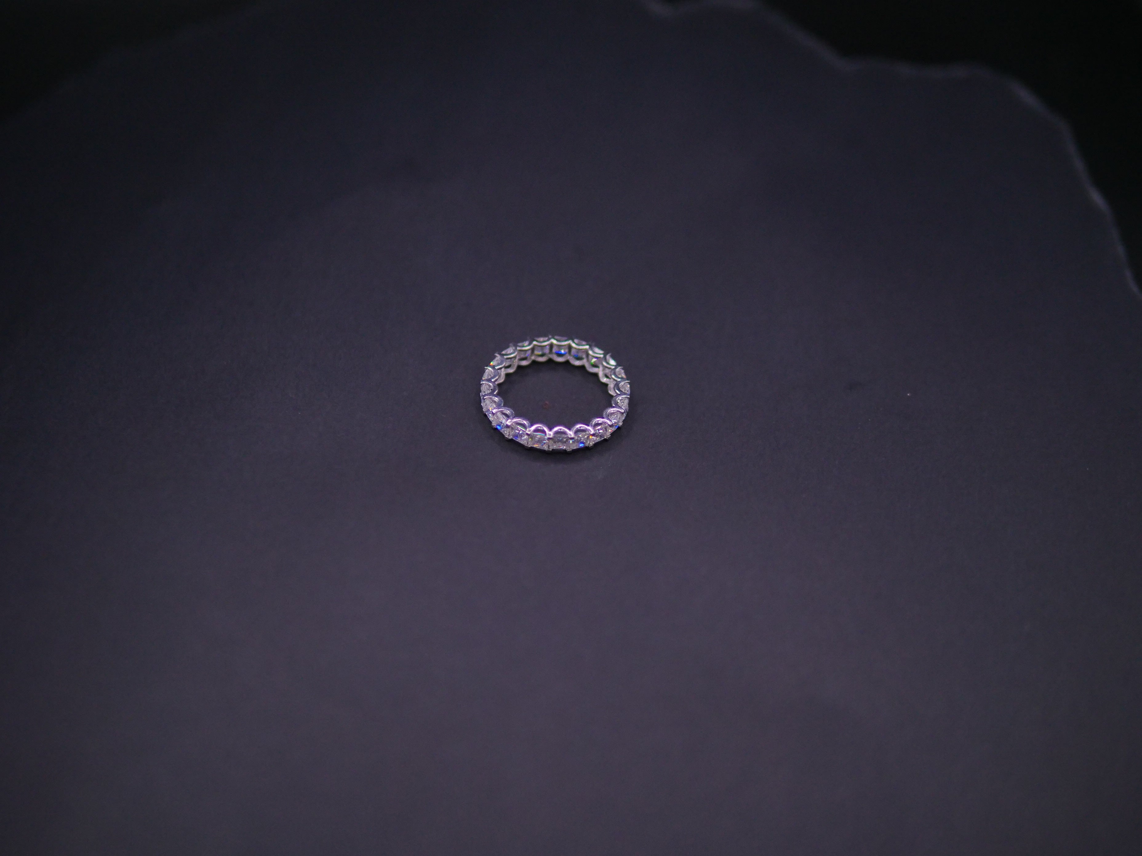 Full Eternity Bezel-Set Round CZ Band Ring In White Gold