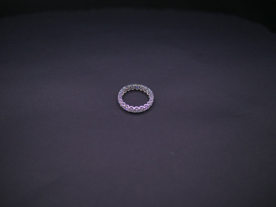 Full Eternity Bezel-Set Round CZ Band Ring In White Gold
