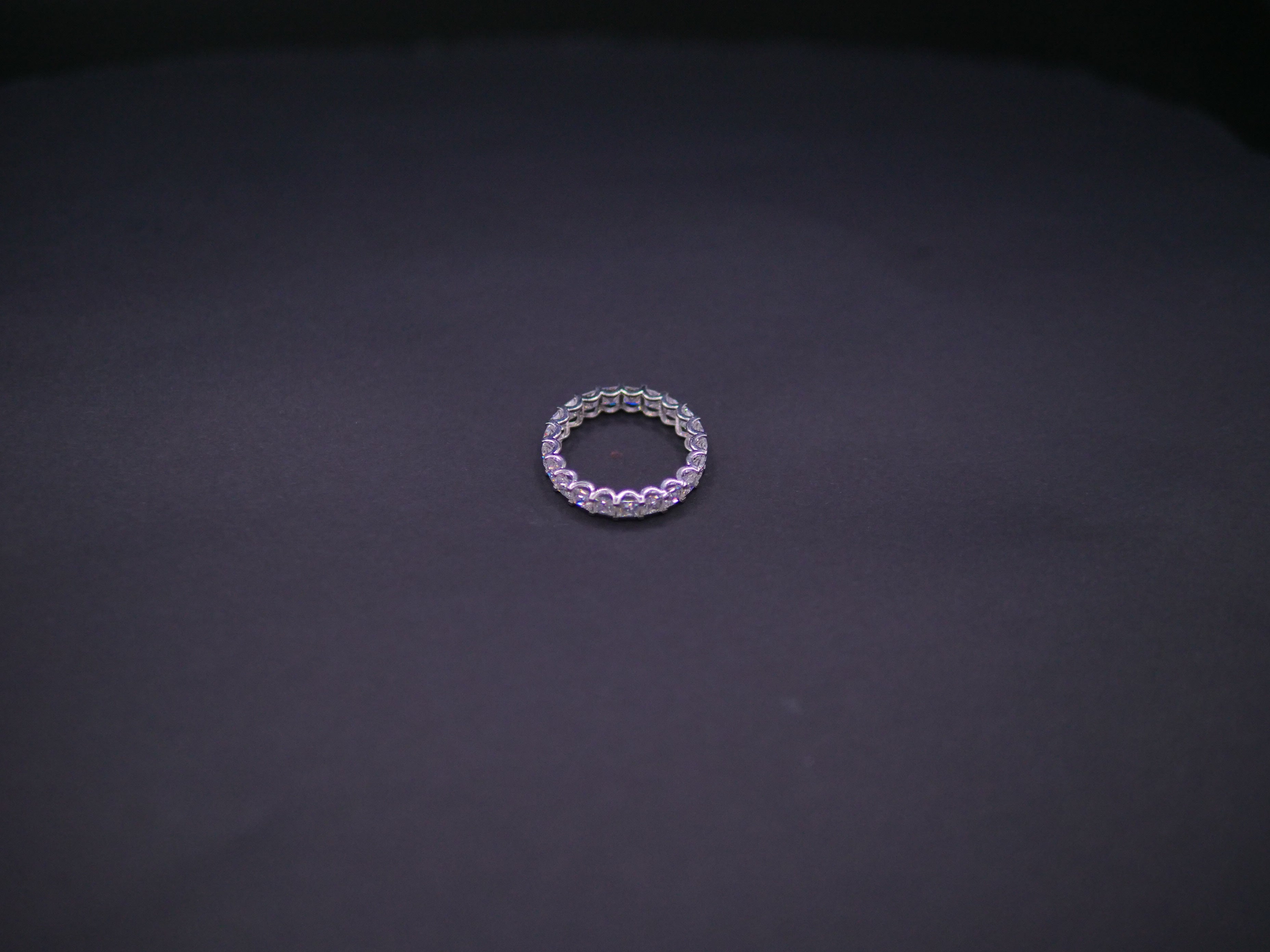 Full Eternity Bezel-Set Round CZ Band Ring In White Gold