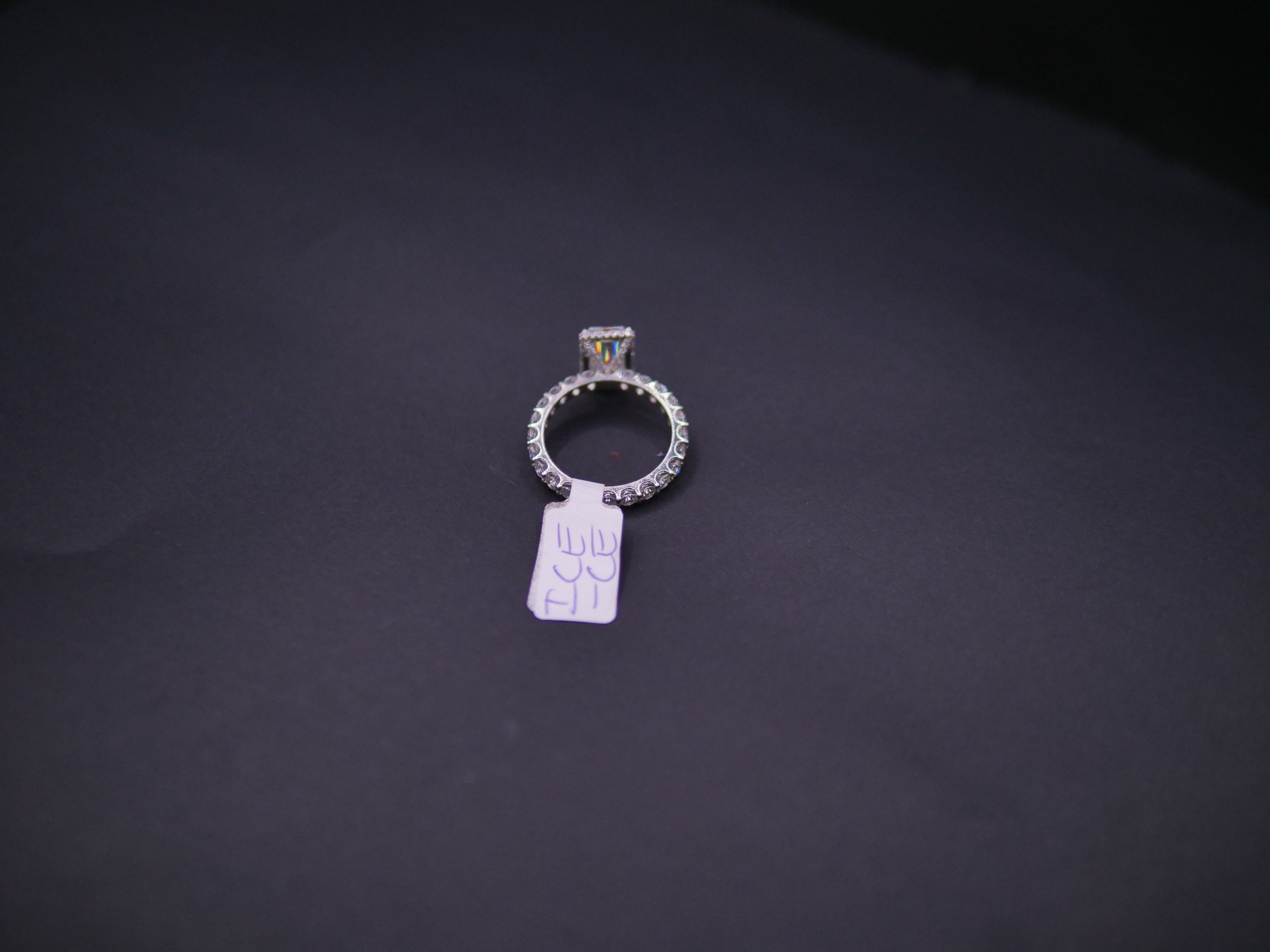 Radiant-Cut Solitaire CZ Engagement Ring On Eternity Band In White Gold