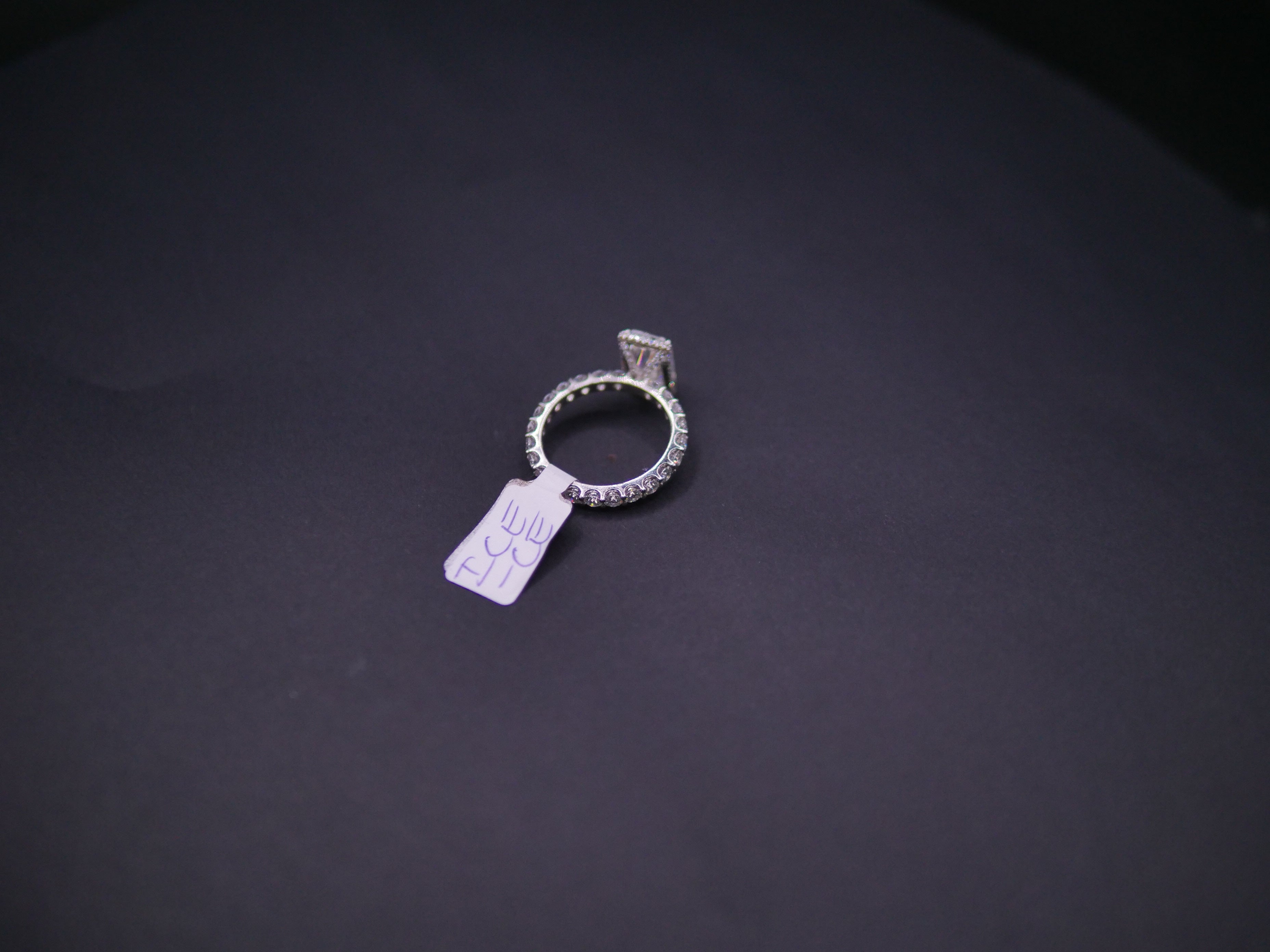 Radiant-Cut Solitaire CZ Engagement Ring On Eternity Band In White Gold