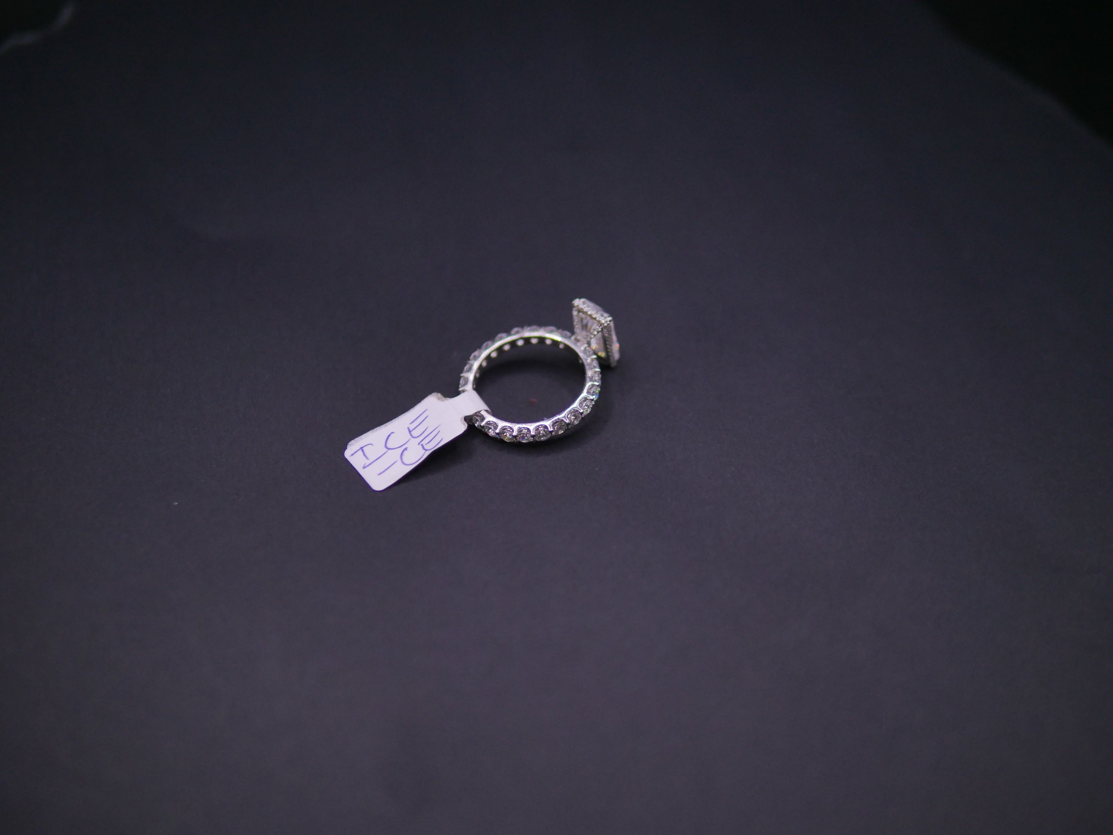 Radiant-Cut Solitaire CZ Engagement Ring On Eternity Band In White Gold