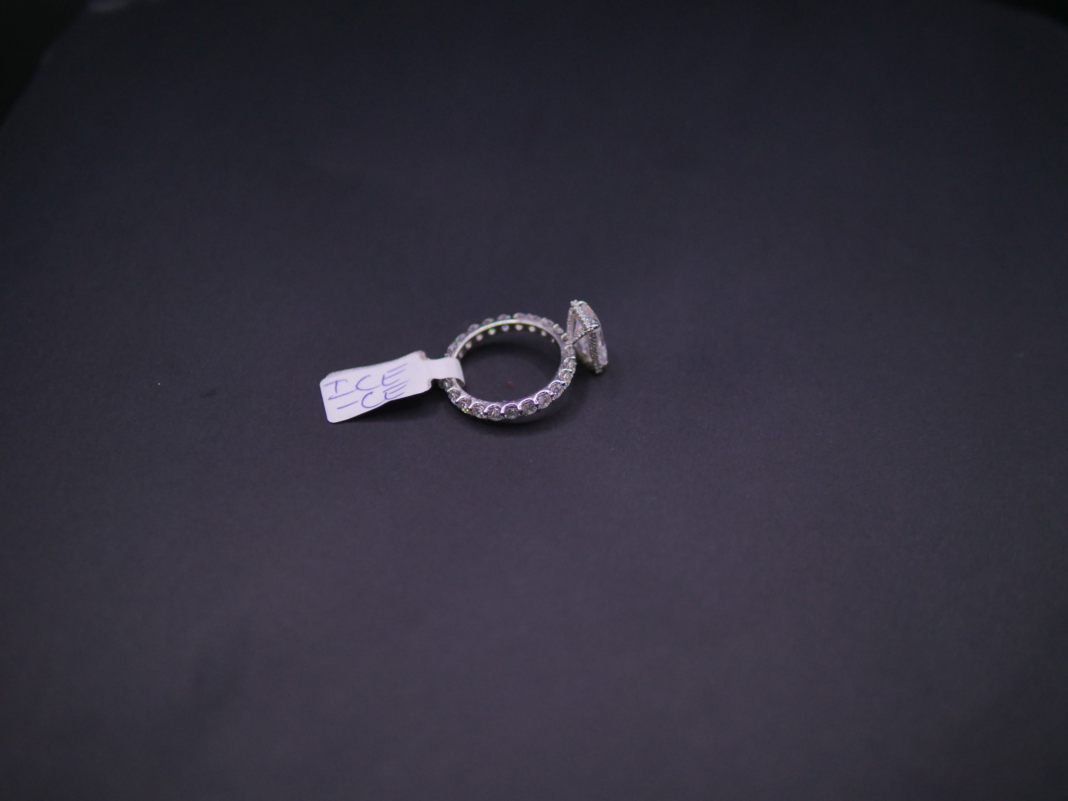 Radiant-Cut Solitaire CZ Engagement Ring On Eternity Band In White Gold