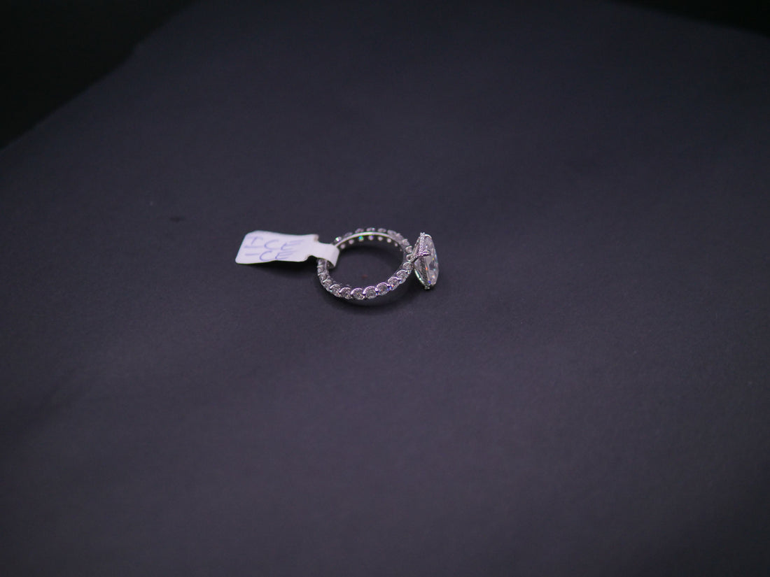 Radiant-Cut Solitaire CZ Engagement Ring On Eternity Band In White Gold