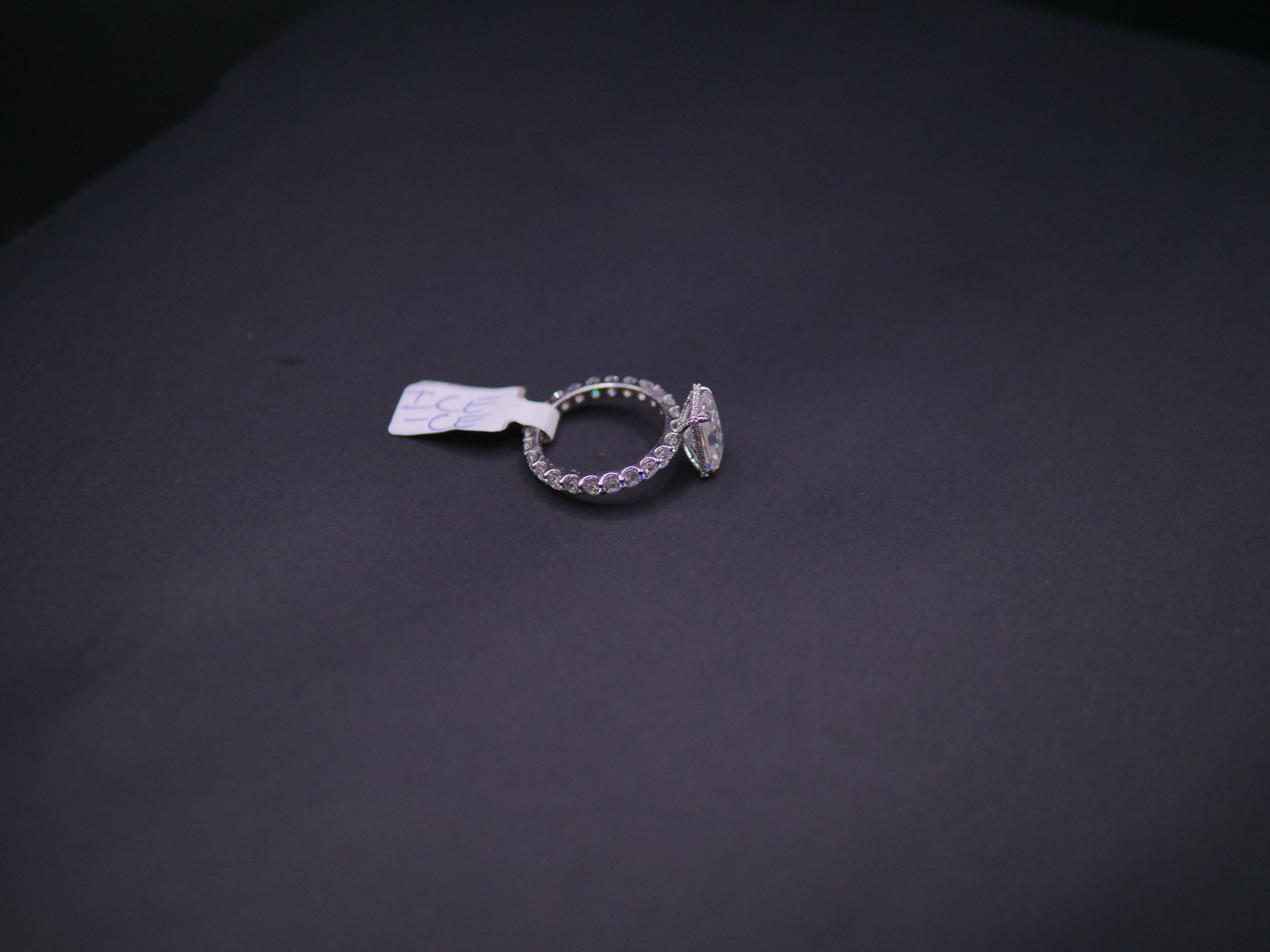 Radiant-Cut Solitaire CZ Engagement Ring On Eternity Band In White Gold