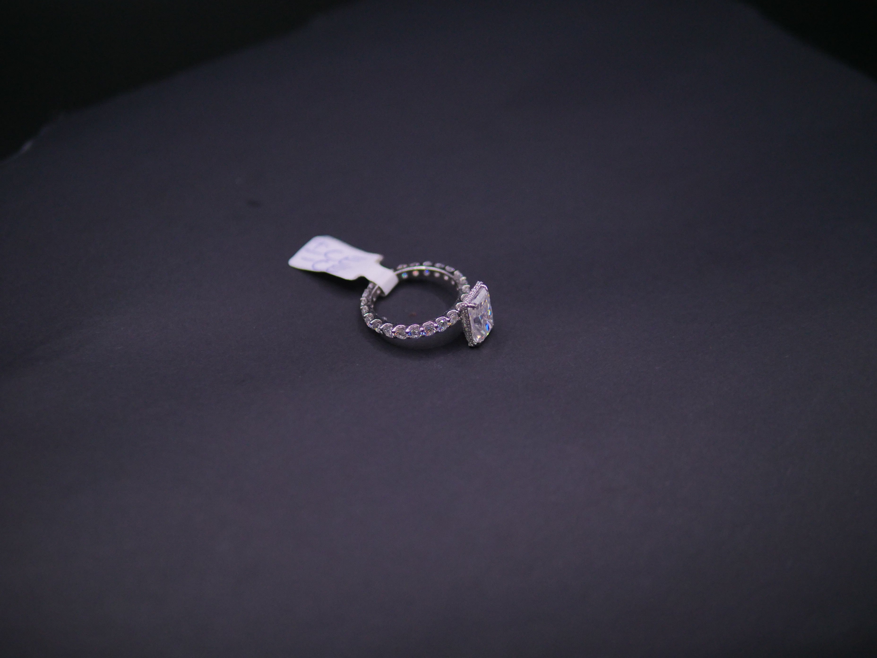 Radiant-Cut Solitaire CZ Engagement Ring On Eternity Band In White Gold