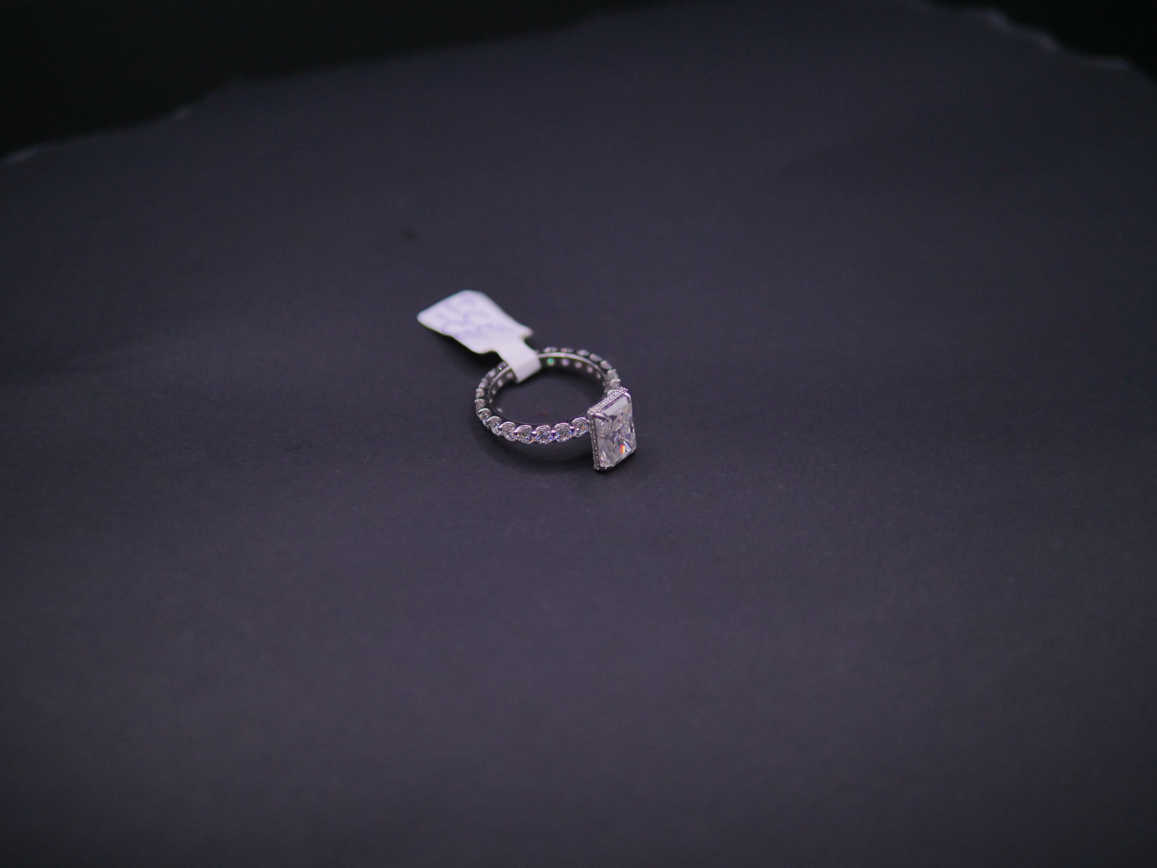Radiant-Cut Solitaire CZ Engagement Ring On Eternity Band In White Gold