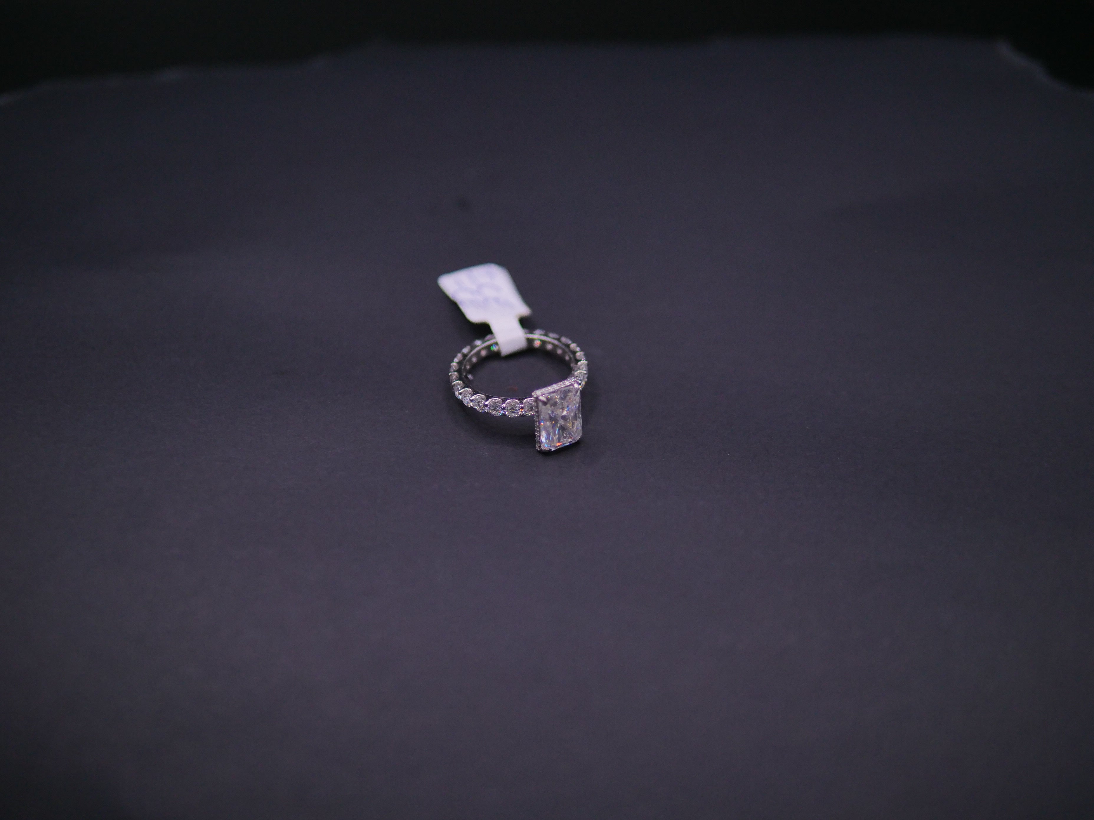 Radiant-Cut Solitaire CZ Engagement Ring On Eternity Band In White Gold