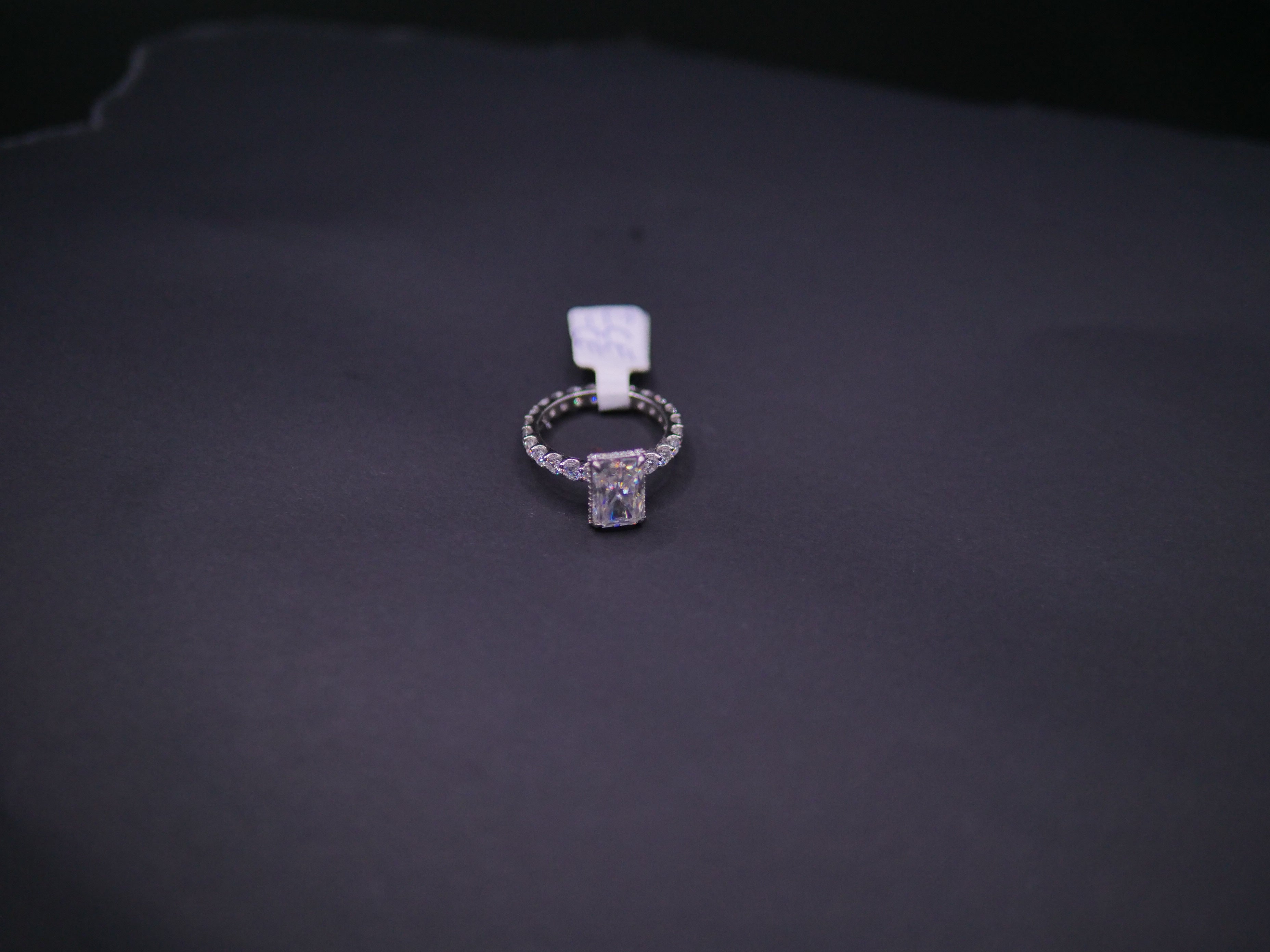 Radiant-Cut Solitaire CZ Engagement Ring On Eternity Band In White Gold