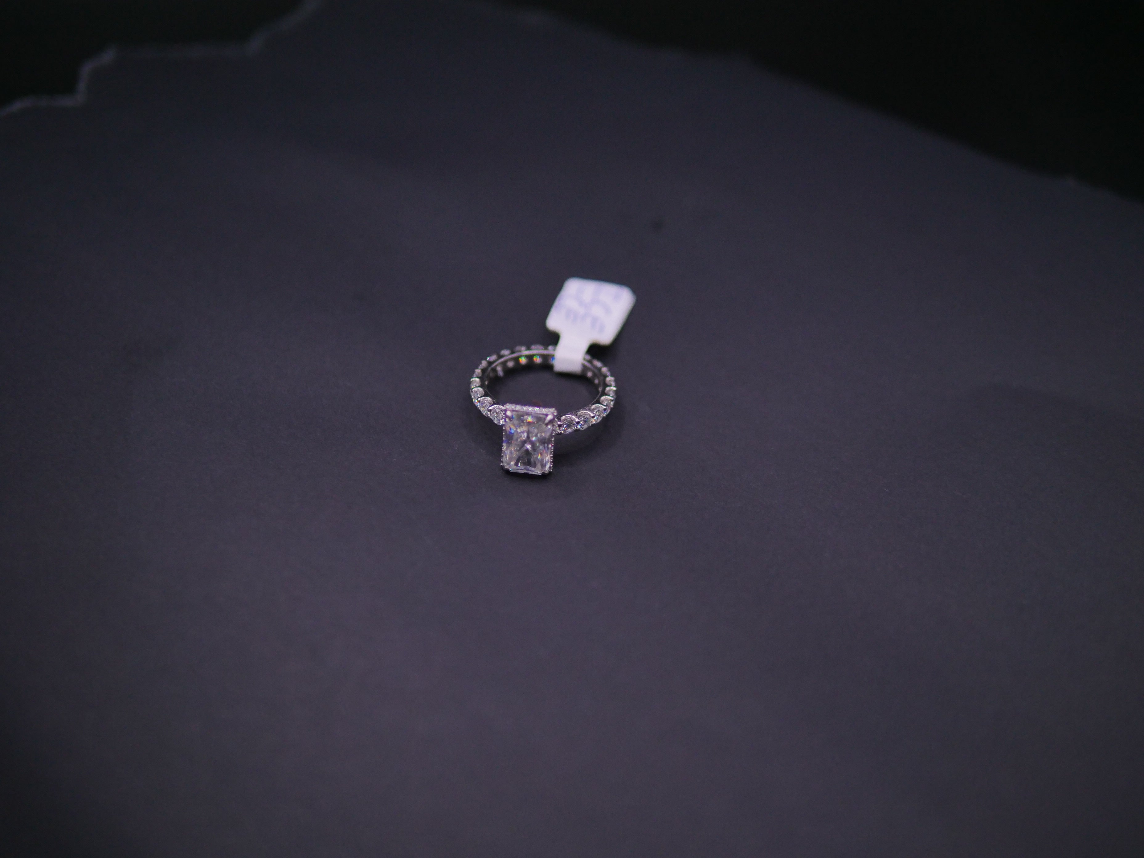 Radiant-Cut Solitaire CZ Engagement Ring On Eternity Band In White Gold