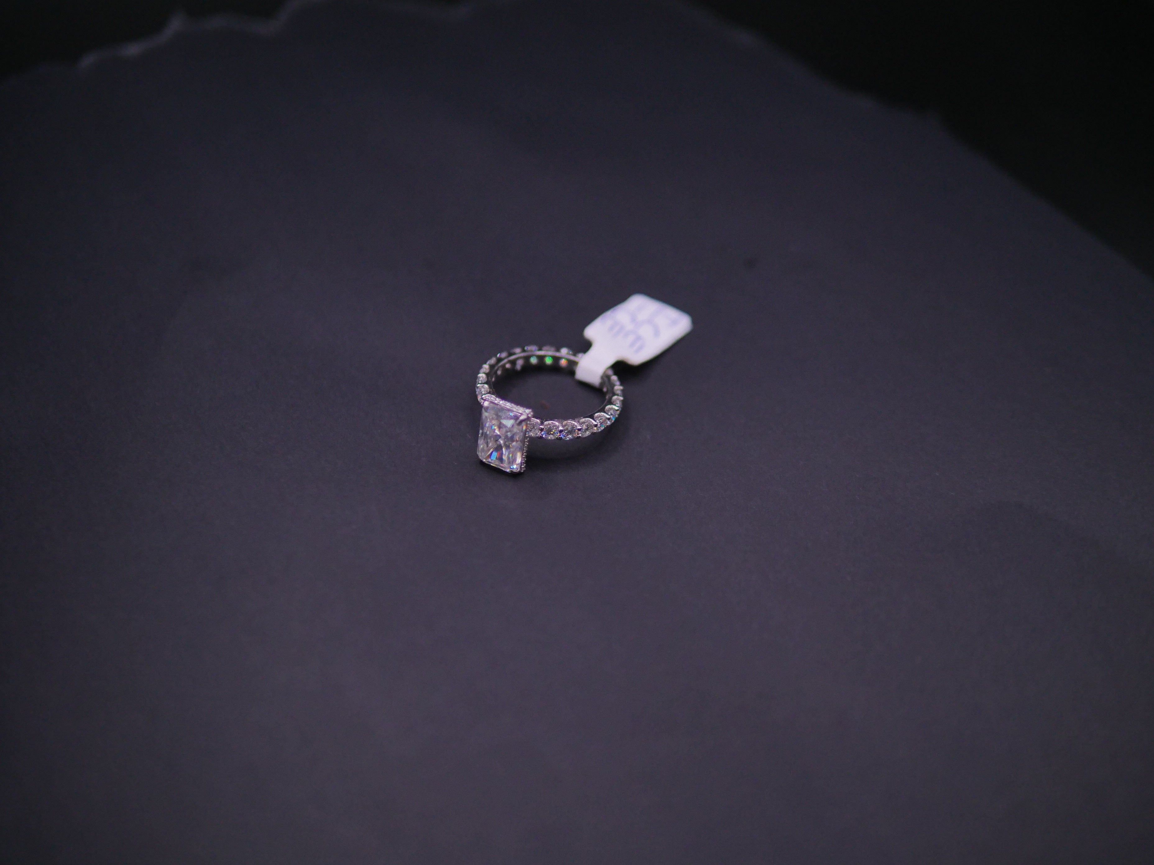 Radiant-Cut Solitaire CZ Engagement Ring On Eternity Band In White Gold