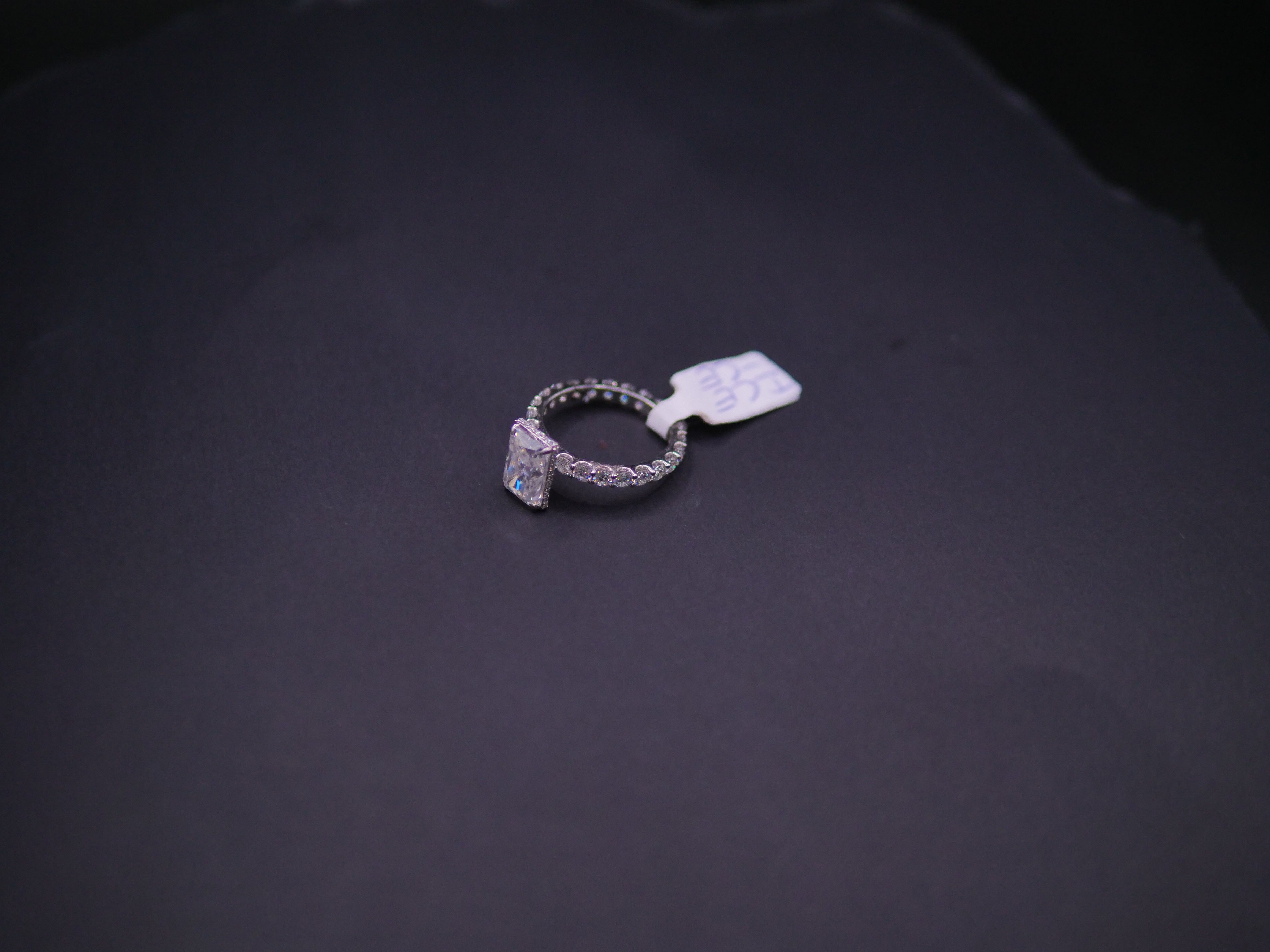 Radiant-Cut Solitaire CZ Engagement Ring On Eternity Band In White Gold
