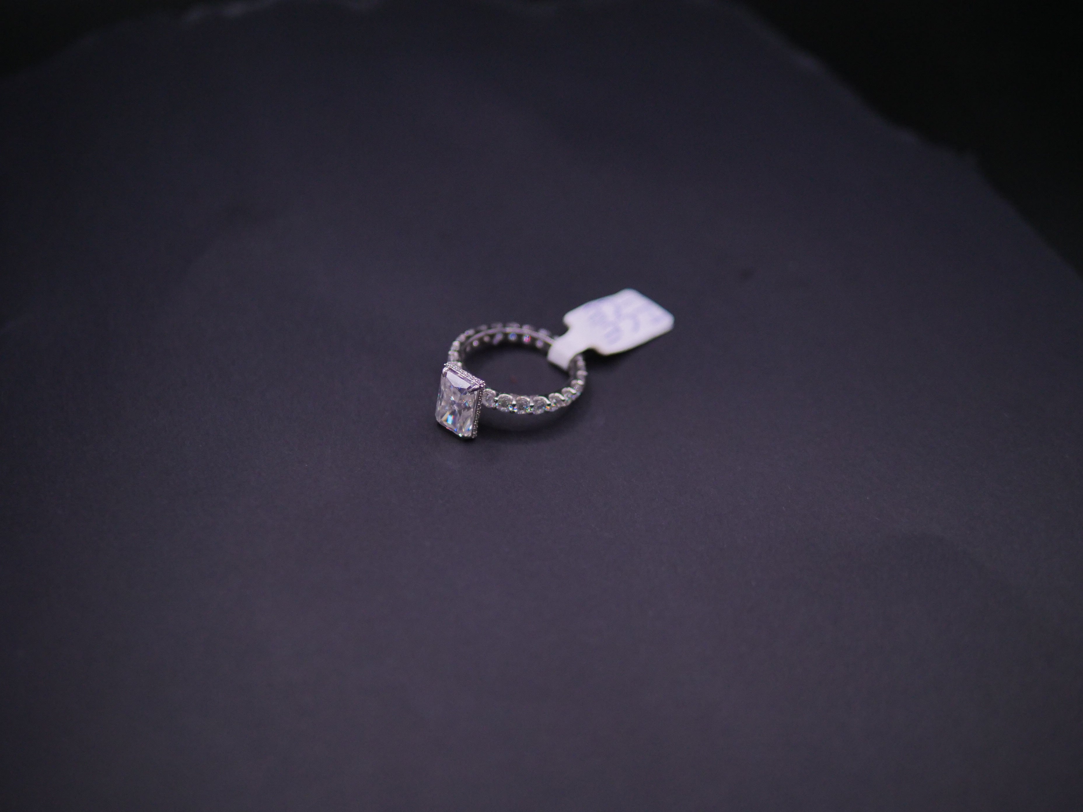 Radiant-Cut Solitaire CZ Engagement Ring On Eternity Band In White Gold