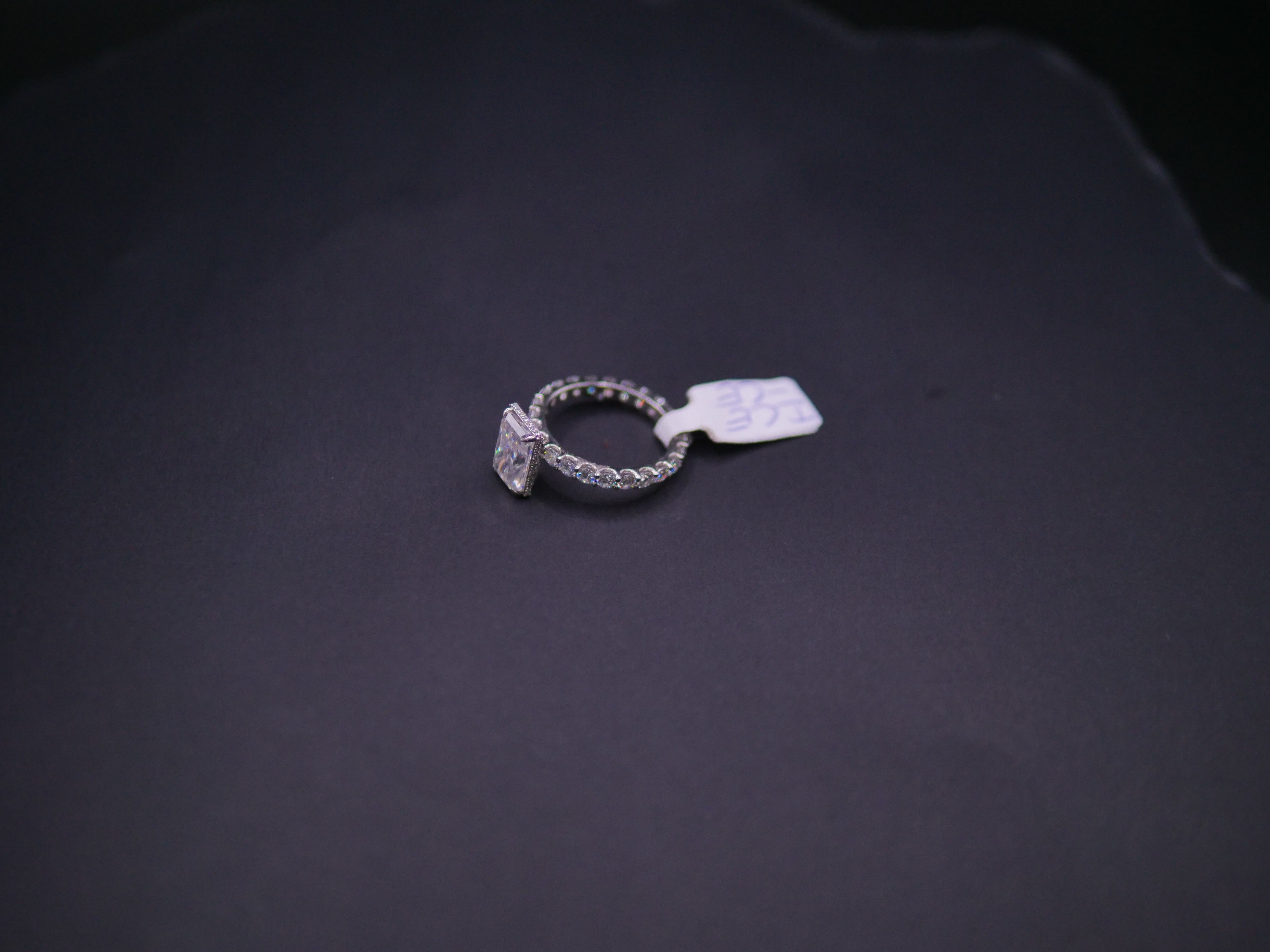 Radiant-Cut Solitaire CZ Engagement Ring On Eternity Band In White Gold