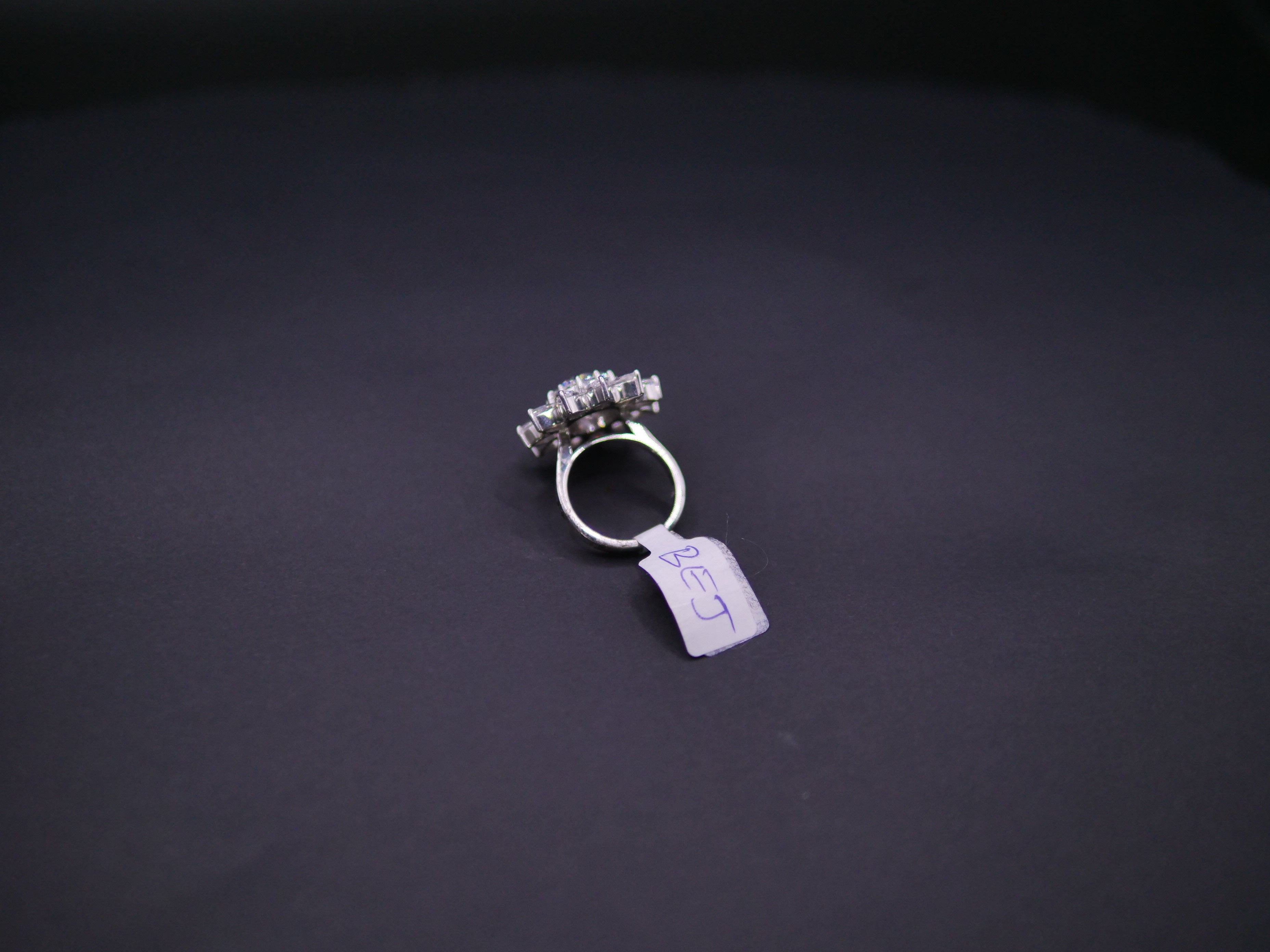 Marquise Sunburst Flower Halo CZ Ring In White Gold