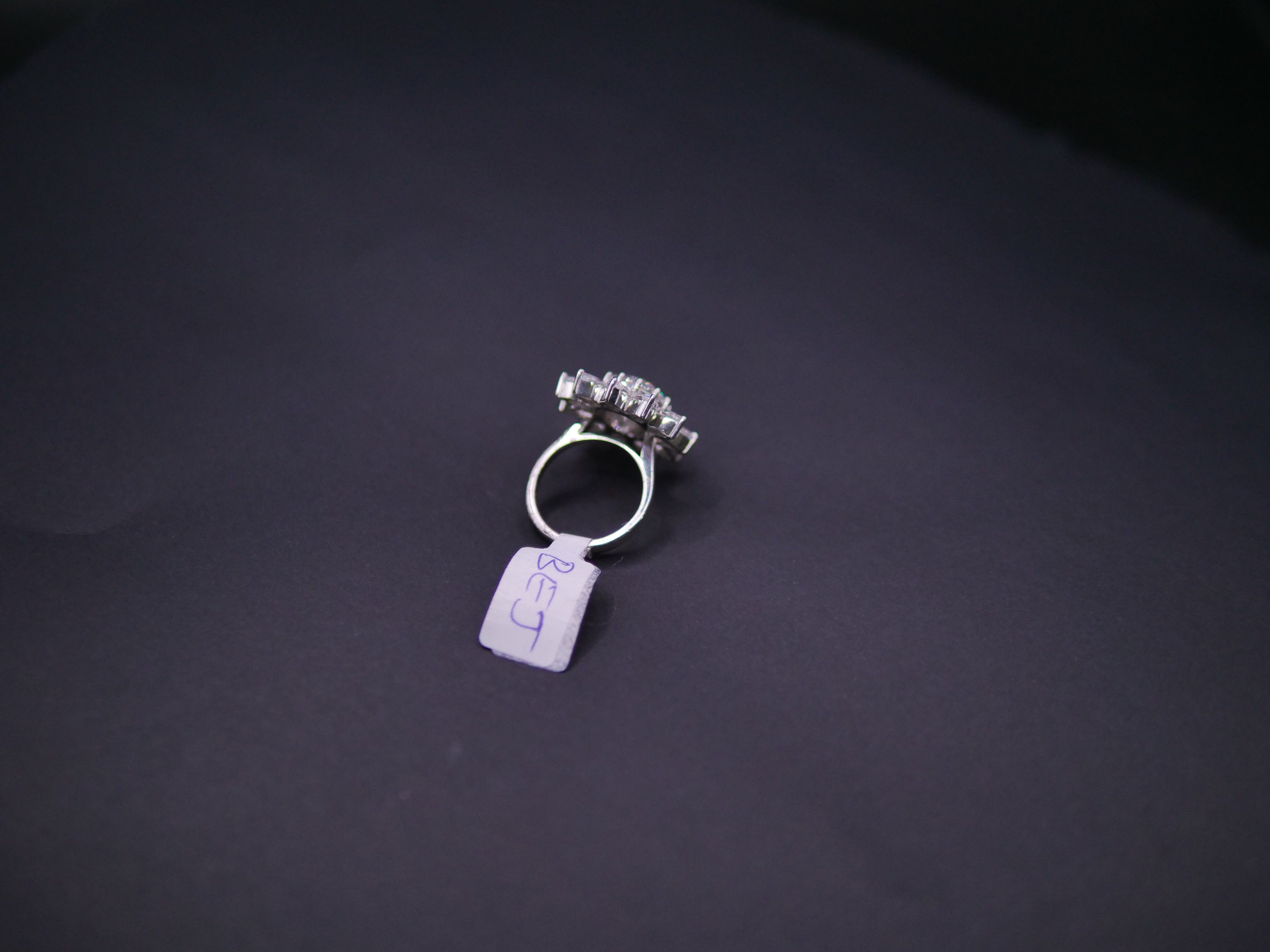 Marquise Sunburst Flower Halo CZ Ring In White Gold
