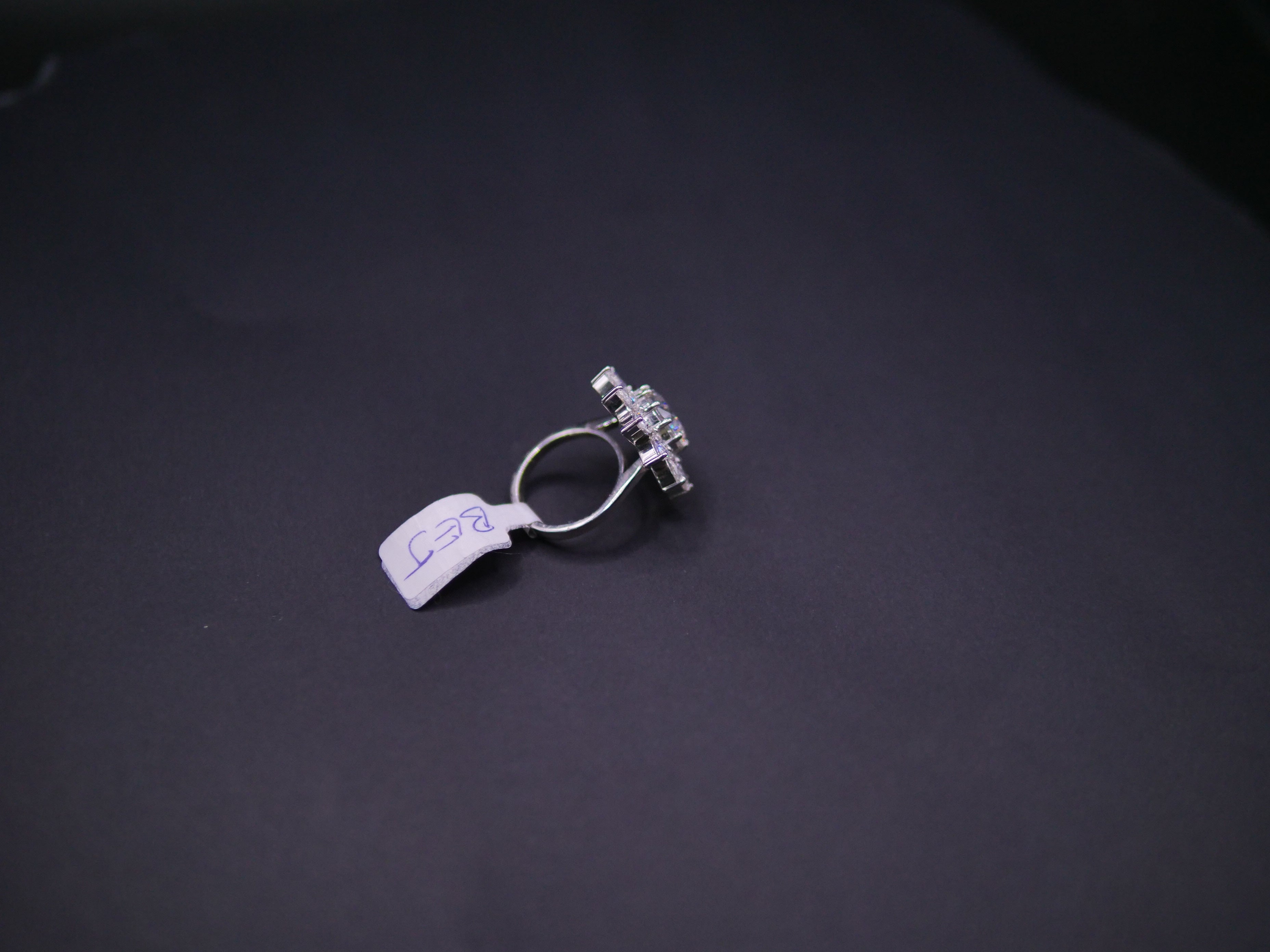 Marquise Sunburst Flower Halo CZ Ring In White Gold