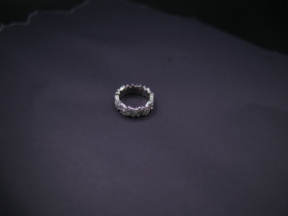 Double-Row Prong-Set Round CZ Eternity Band In White Gold