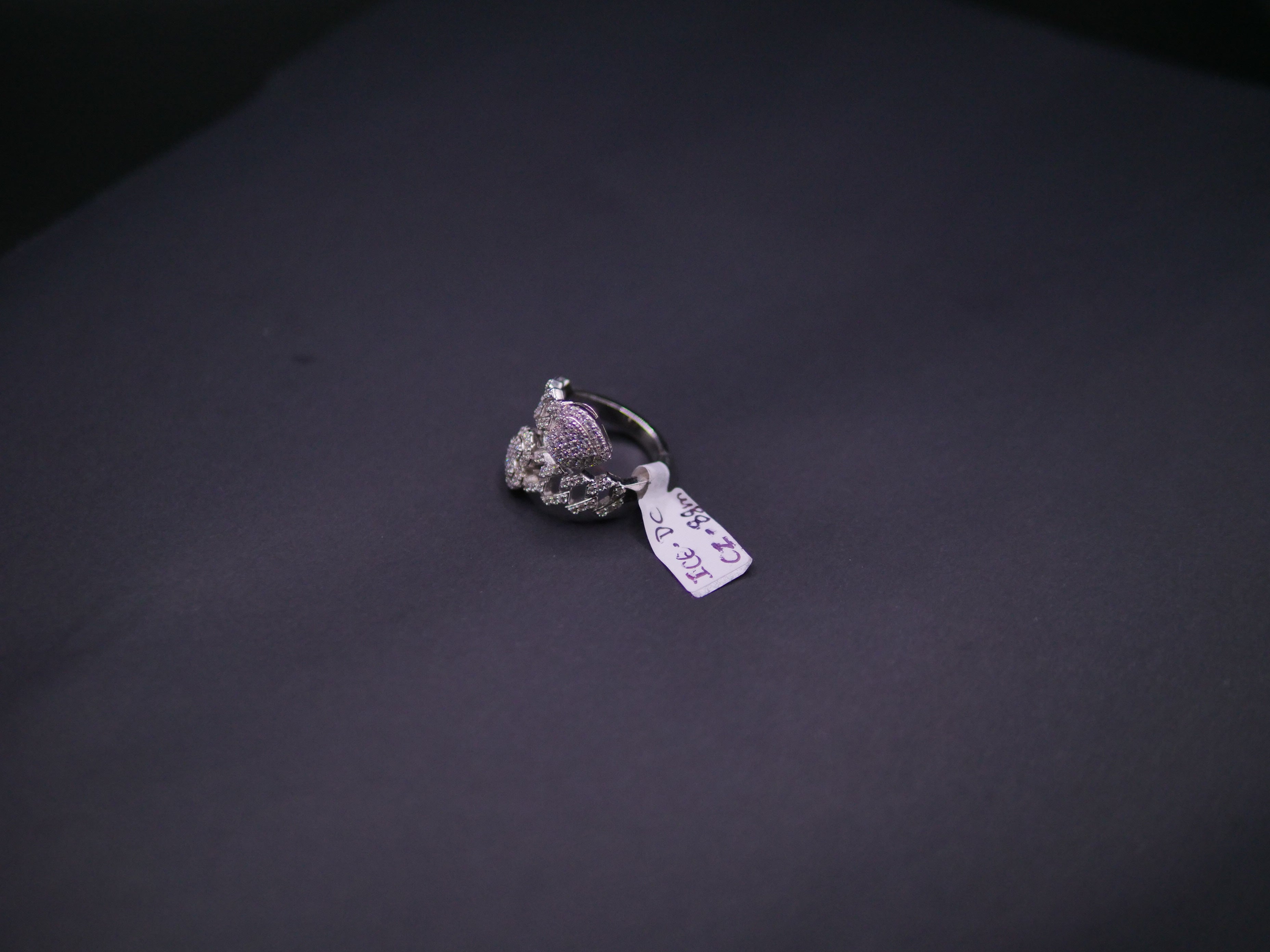 Iced Out Open Bypass Dual Serpent Head Ring In White Gold