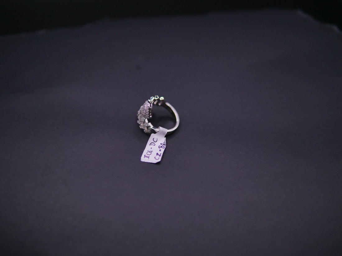 Iced Out Open Bypass Dual Serpent Head Ring In White Gold