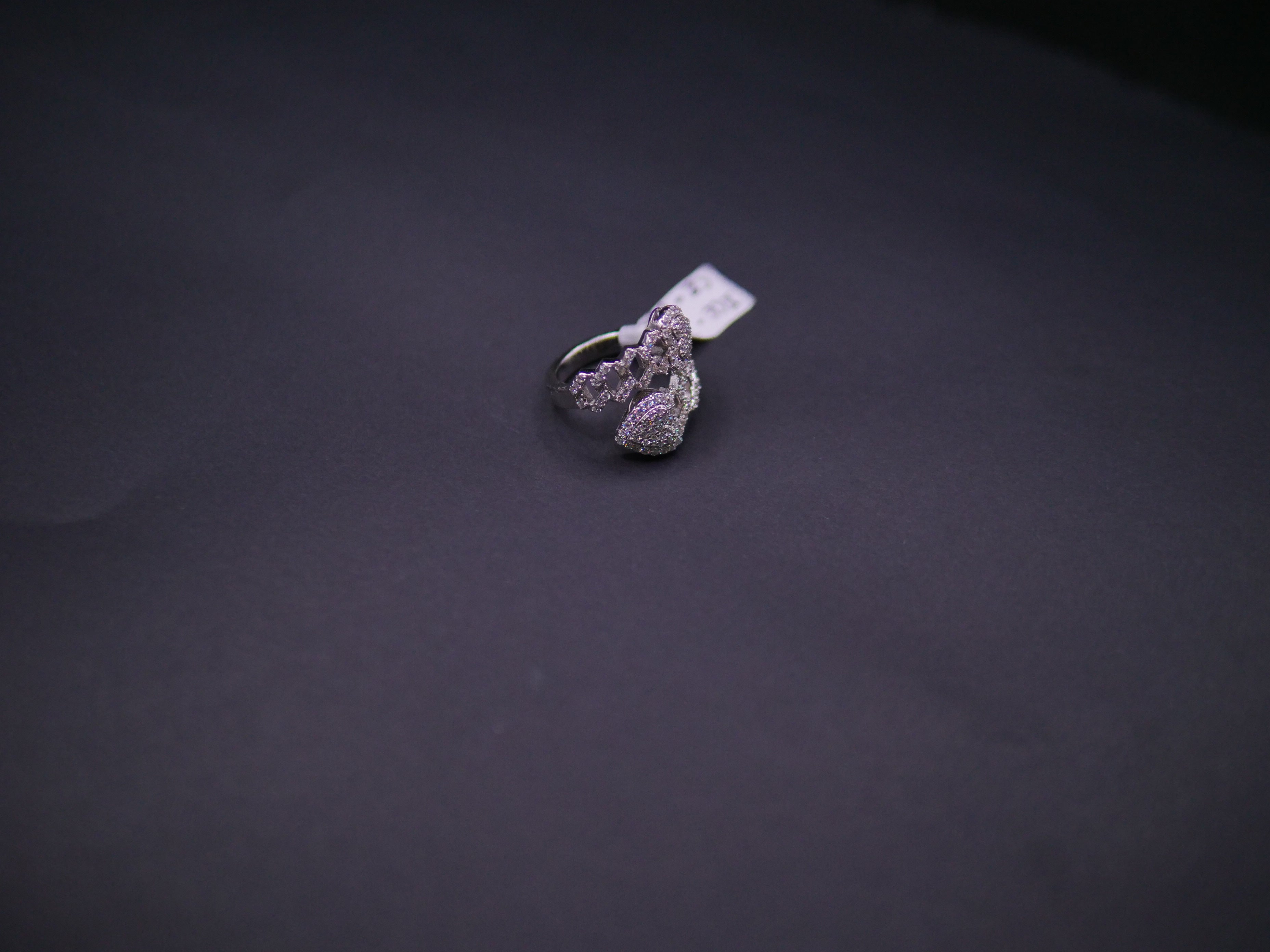 Iced Out Open Bypass Dual Serpent Head Ring In White Gold
