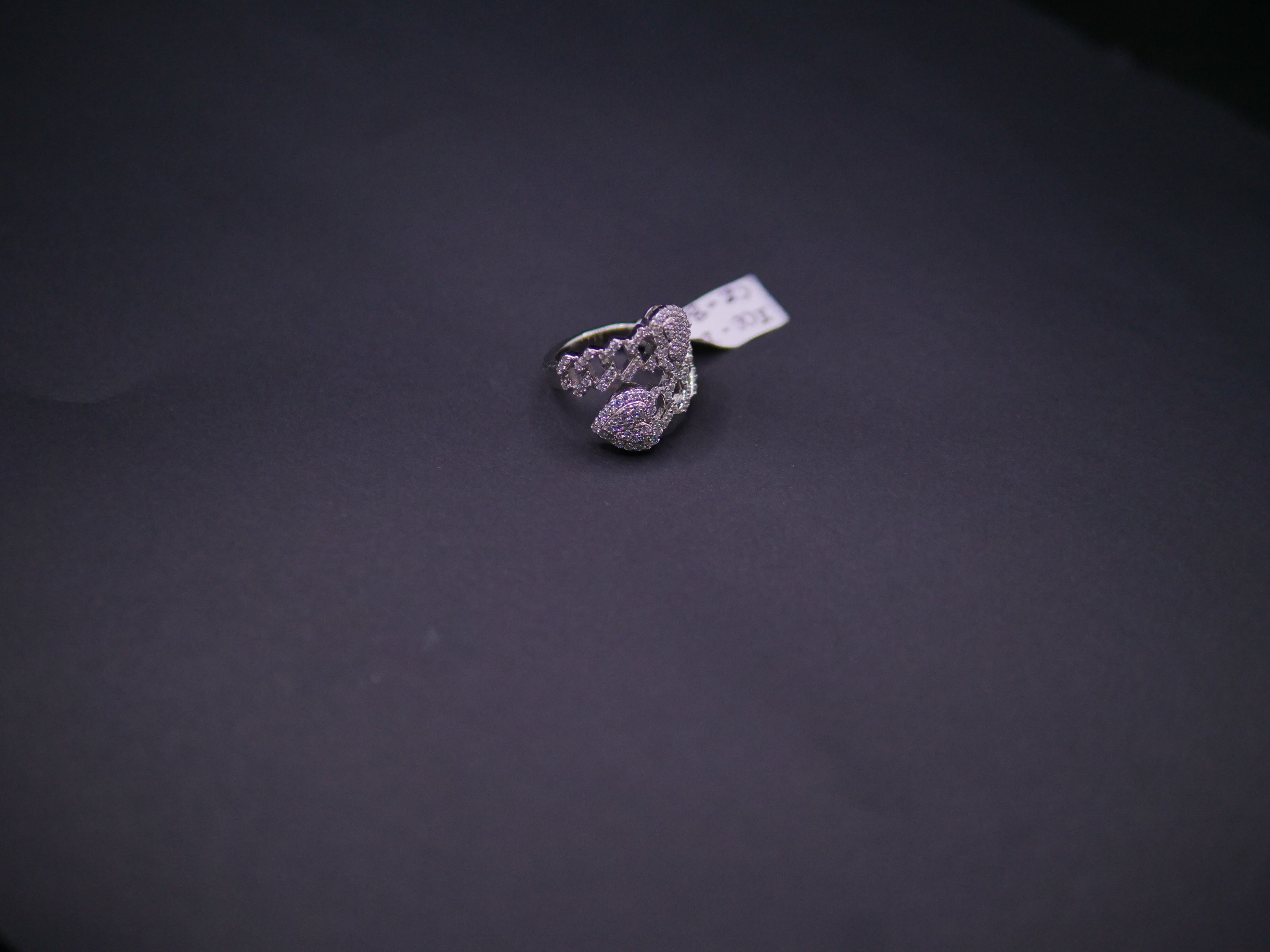 Iced Out Open Bypass Dual Serpent Head Ring In White Gold