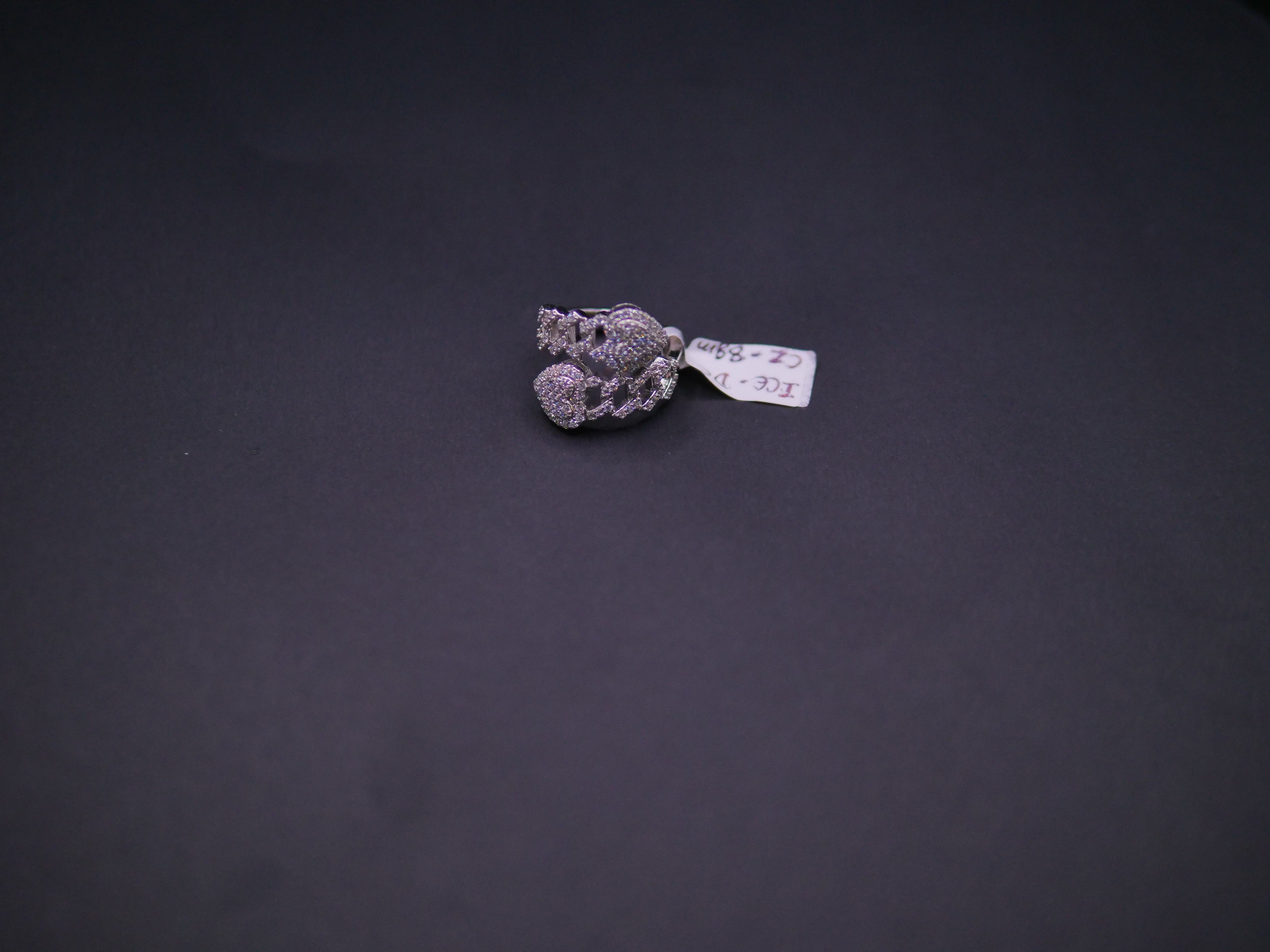 Iced Out Open Bypass Dual Serpent Head Ring In White Gold