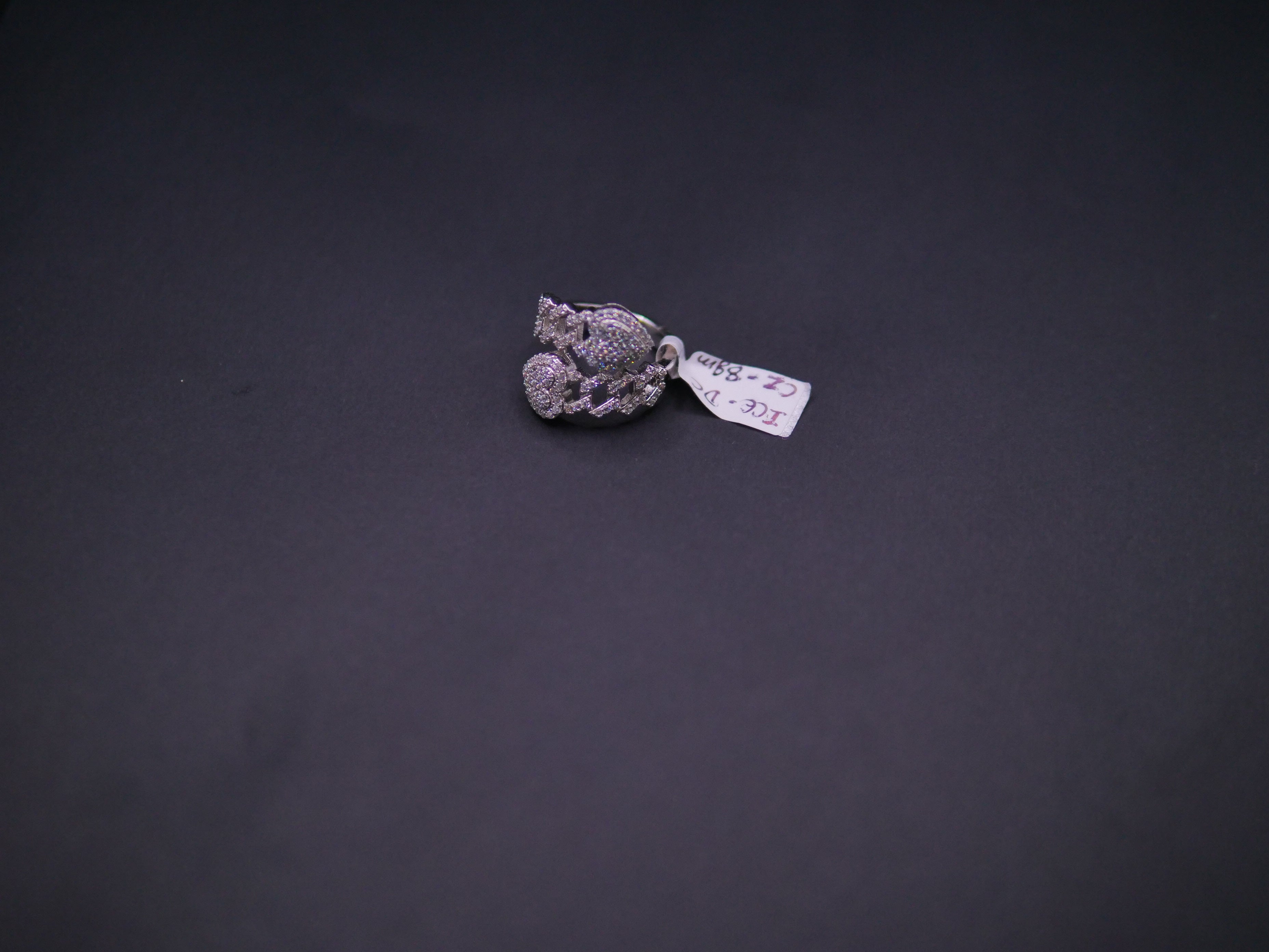 Iced Out Open Bypass Dual Serpent Head Ring In White Gold
