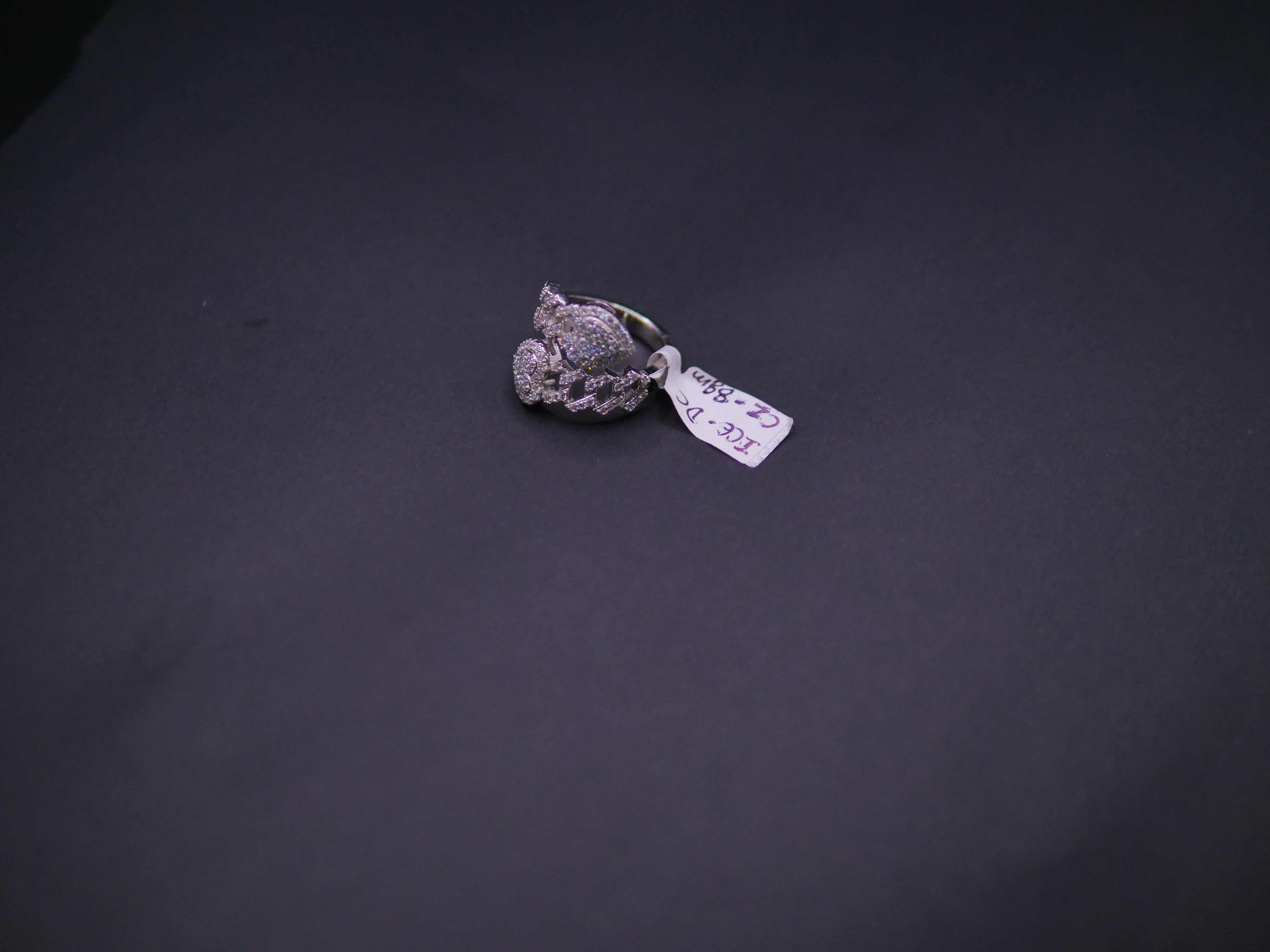Iced Out Open Bypass Dual Serpent Head Ring In White Gold