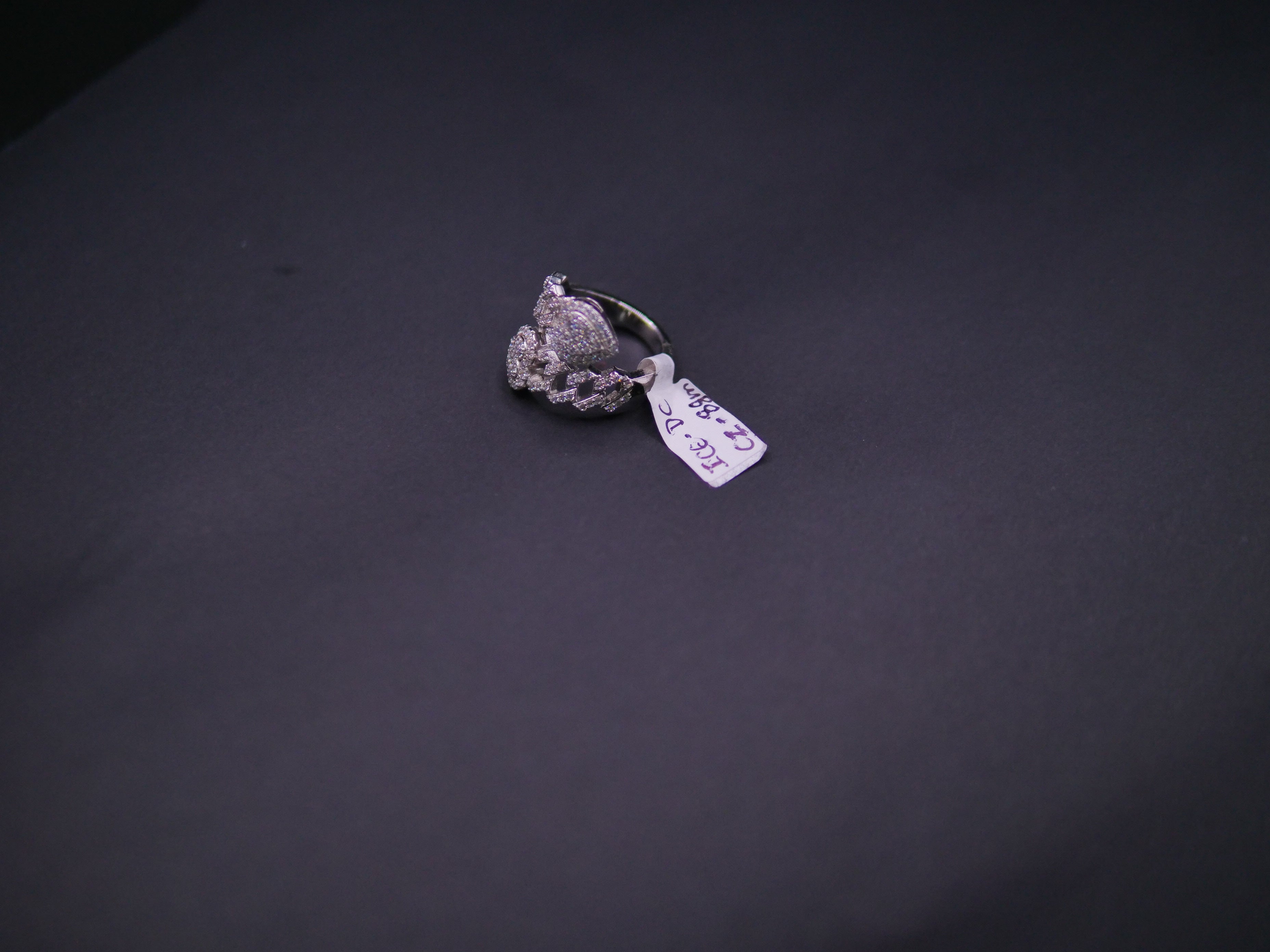 Iced Out Open Bypass Dual Serpent Head Ring In White Gold