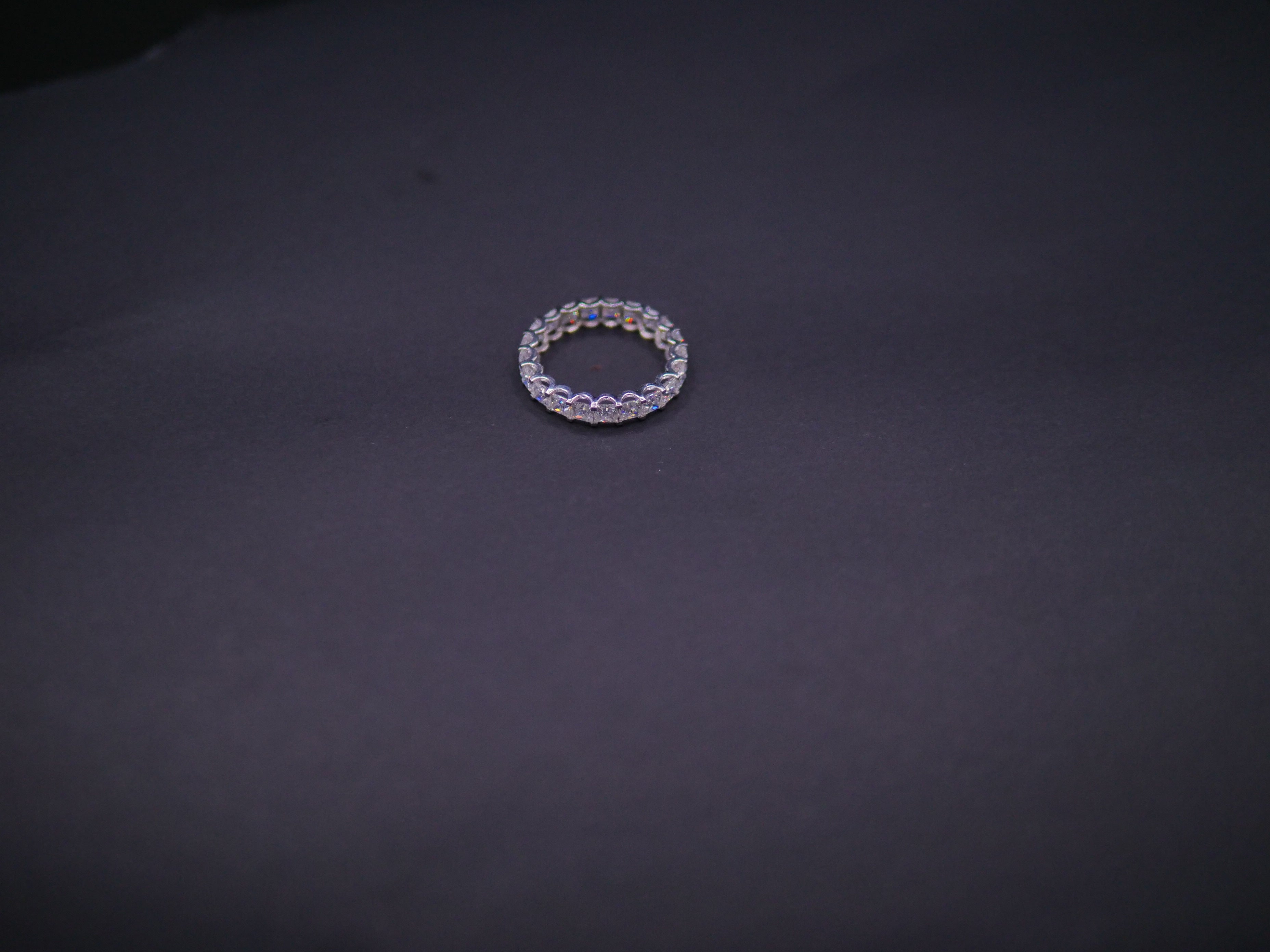 Shared-Prong Round CZ Full Eternity Band In White Gold