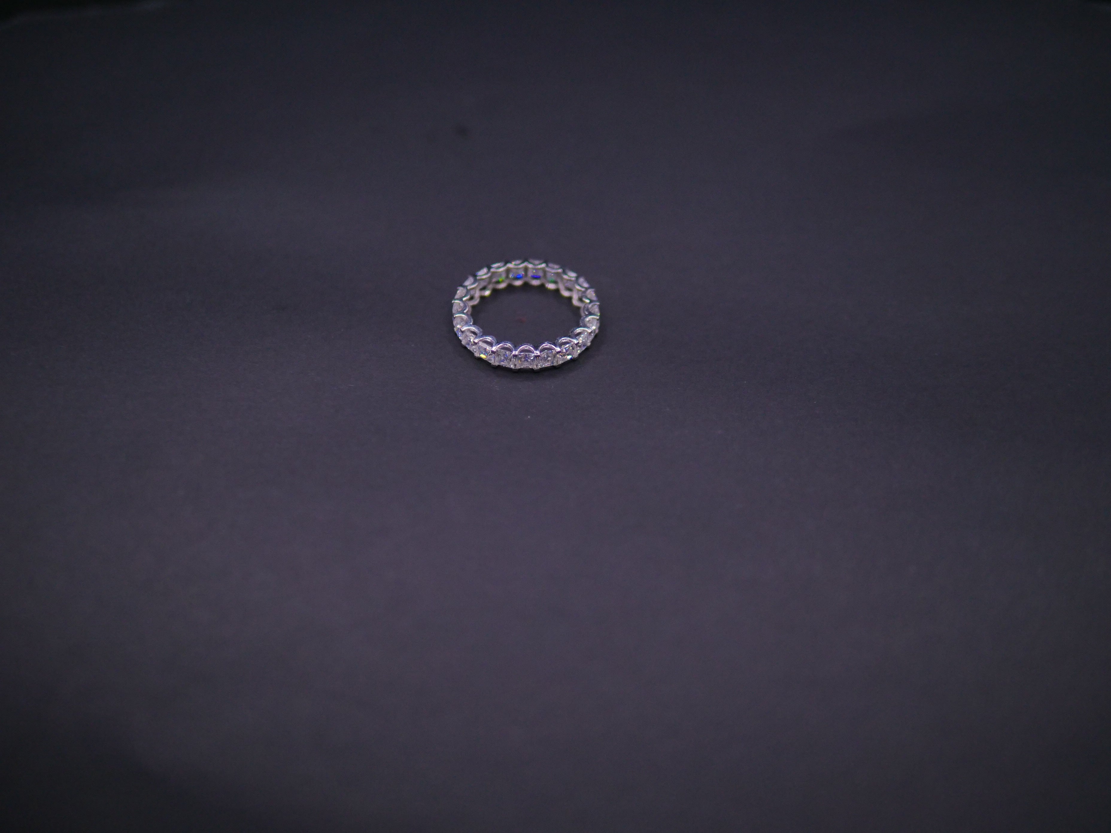 Shared-Prong Round CZ Full Eternity Band In White Gold