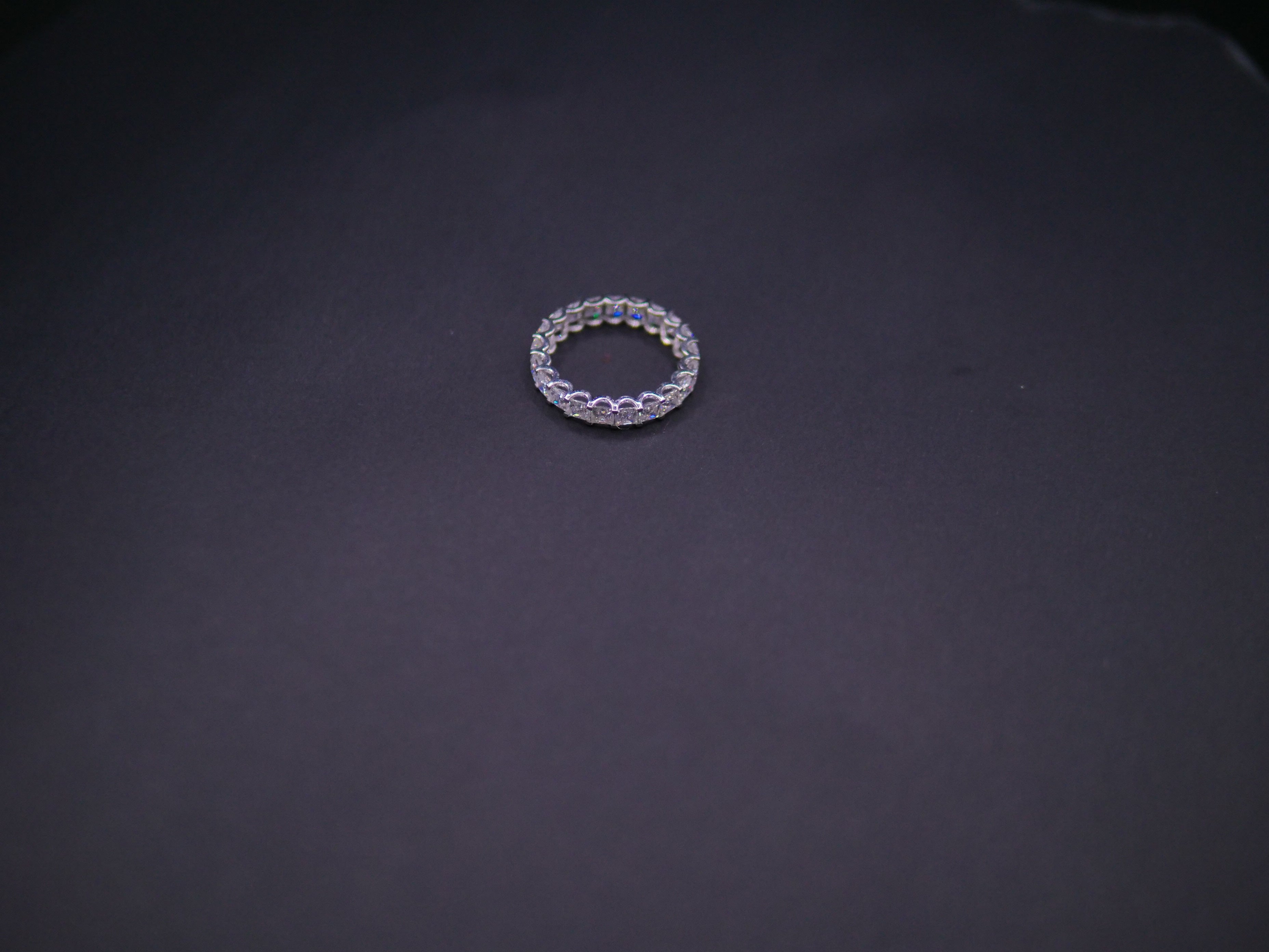 Shared-Prong Round CZ Full Eternity Band In White Gold