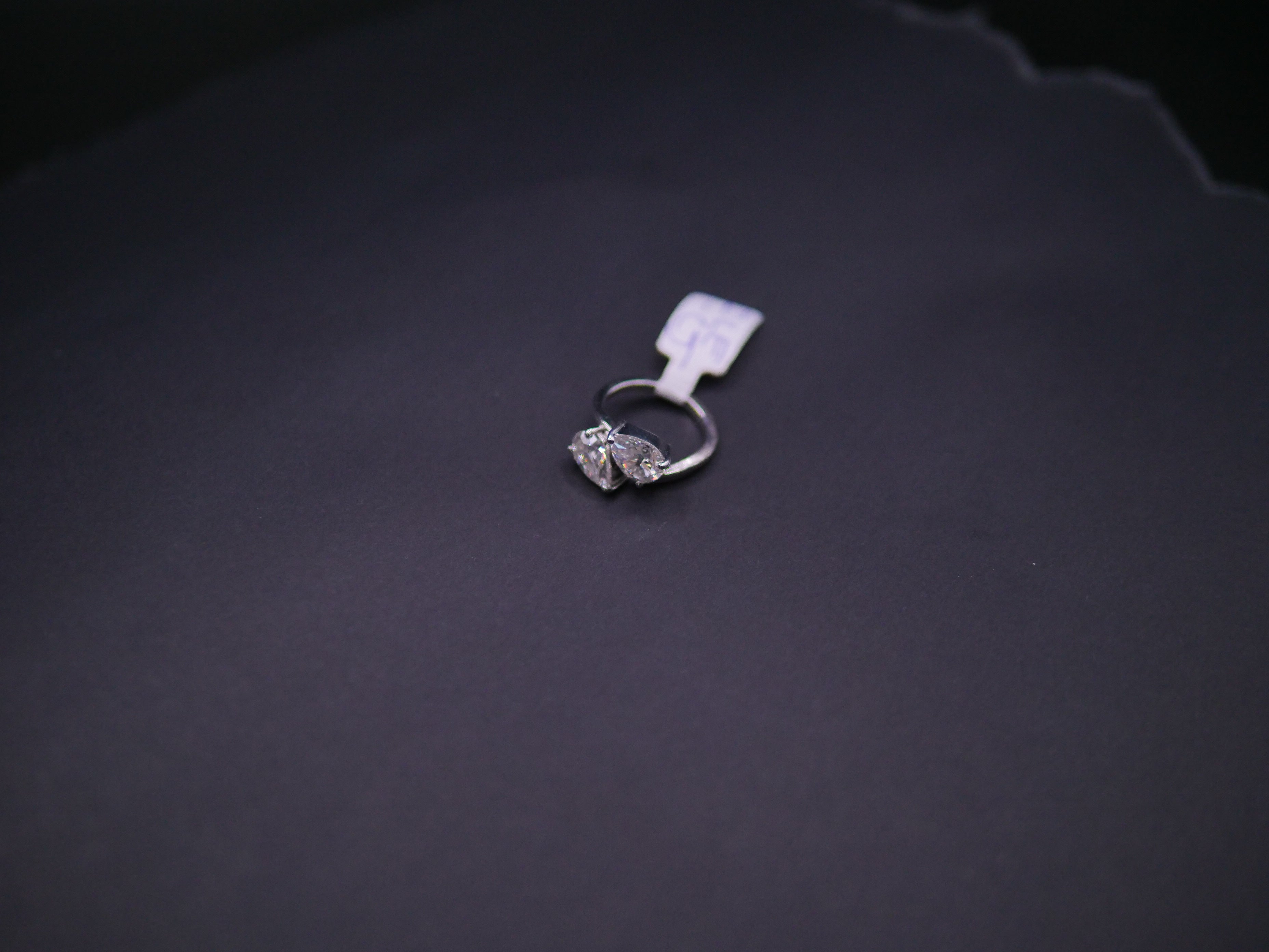 Toi et Moi Pear & Round CZ Bypass Ring In White Gold
