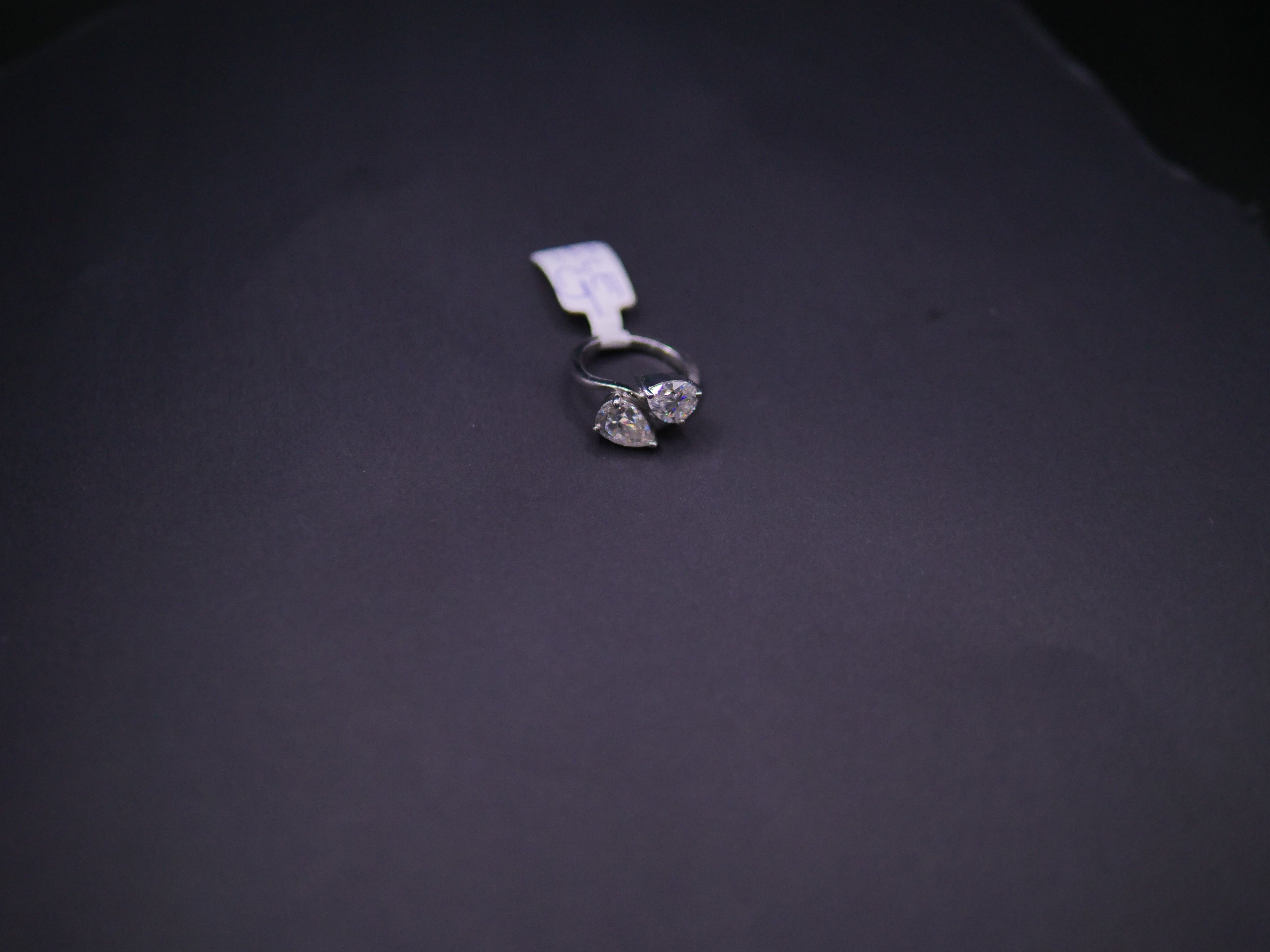 Toi et Moi Pear & Round CZ Bypass Ring In White Gold