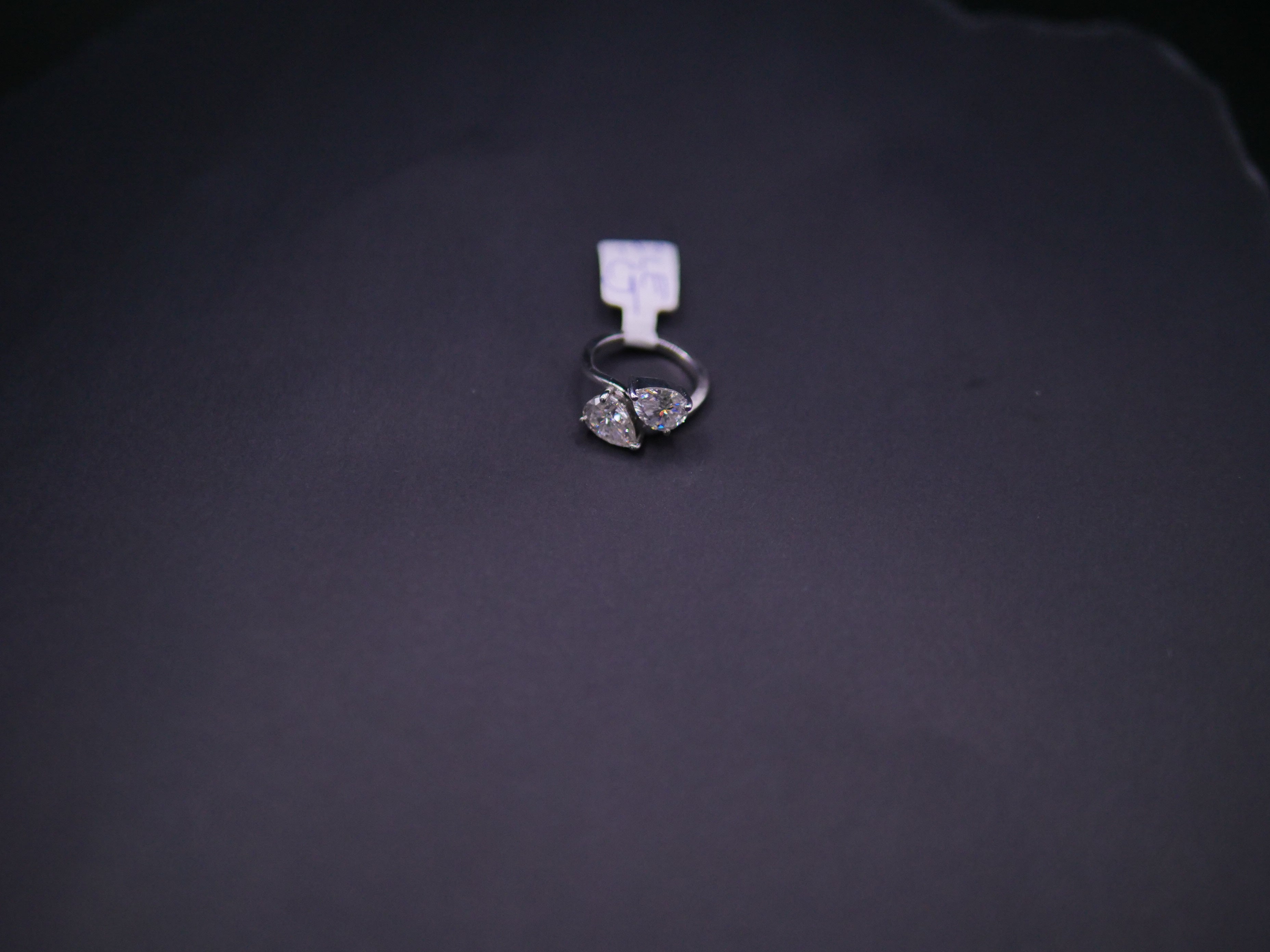 Toi et Moi Pear & Round CZ Bypass Ring In White Gold