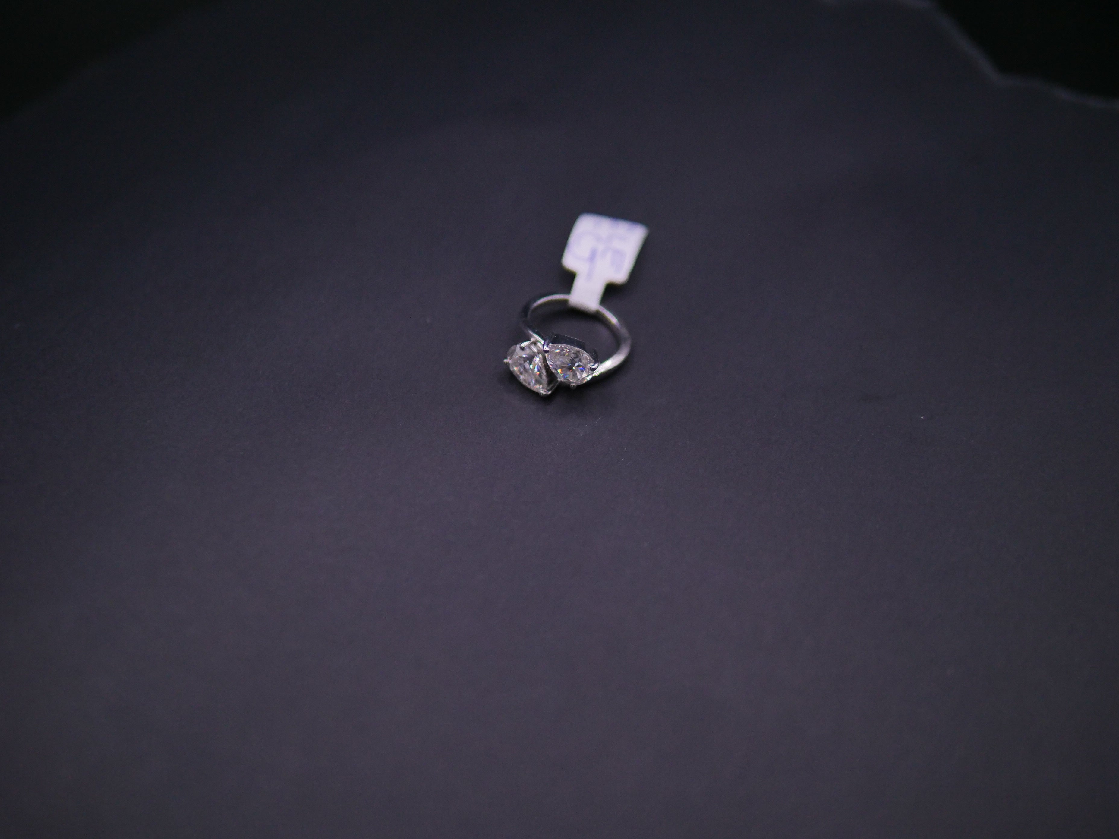 Toi et Moi Pear & Round CZ Bypass Ring In White Gold