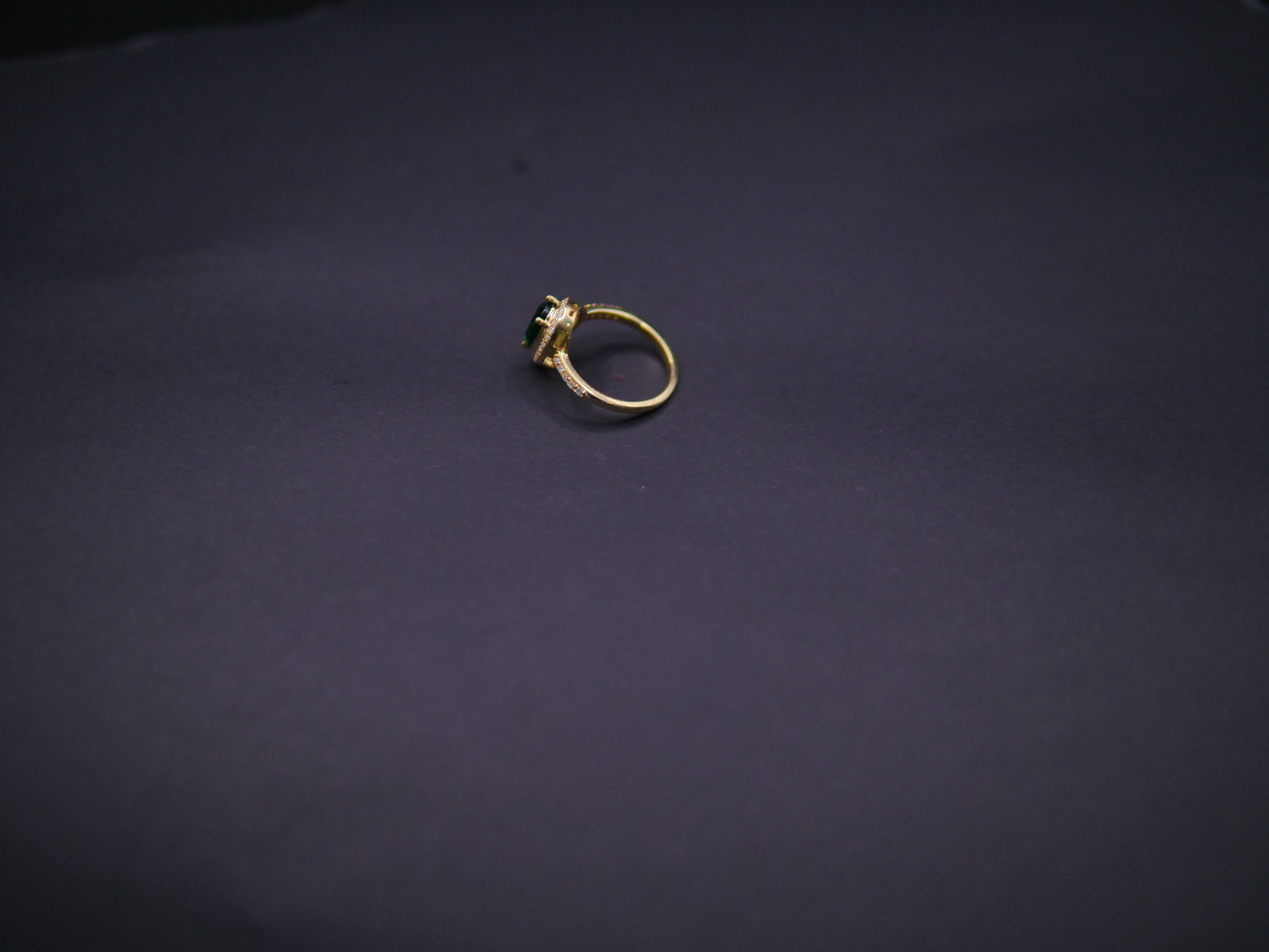 Emerald Halo Diamond Accent Ring In Yellow Gold
