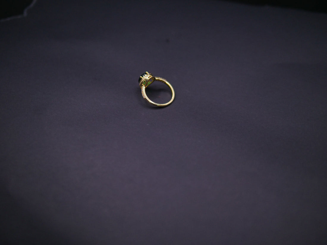 Emerald Halo Diamond Accent Ring In Yellow Gold